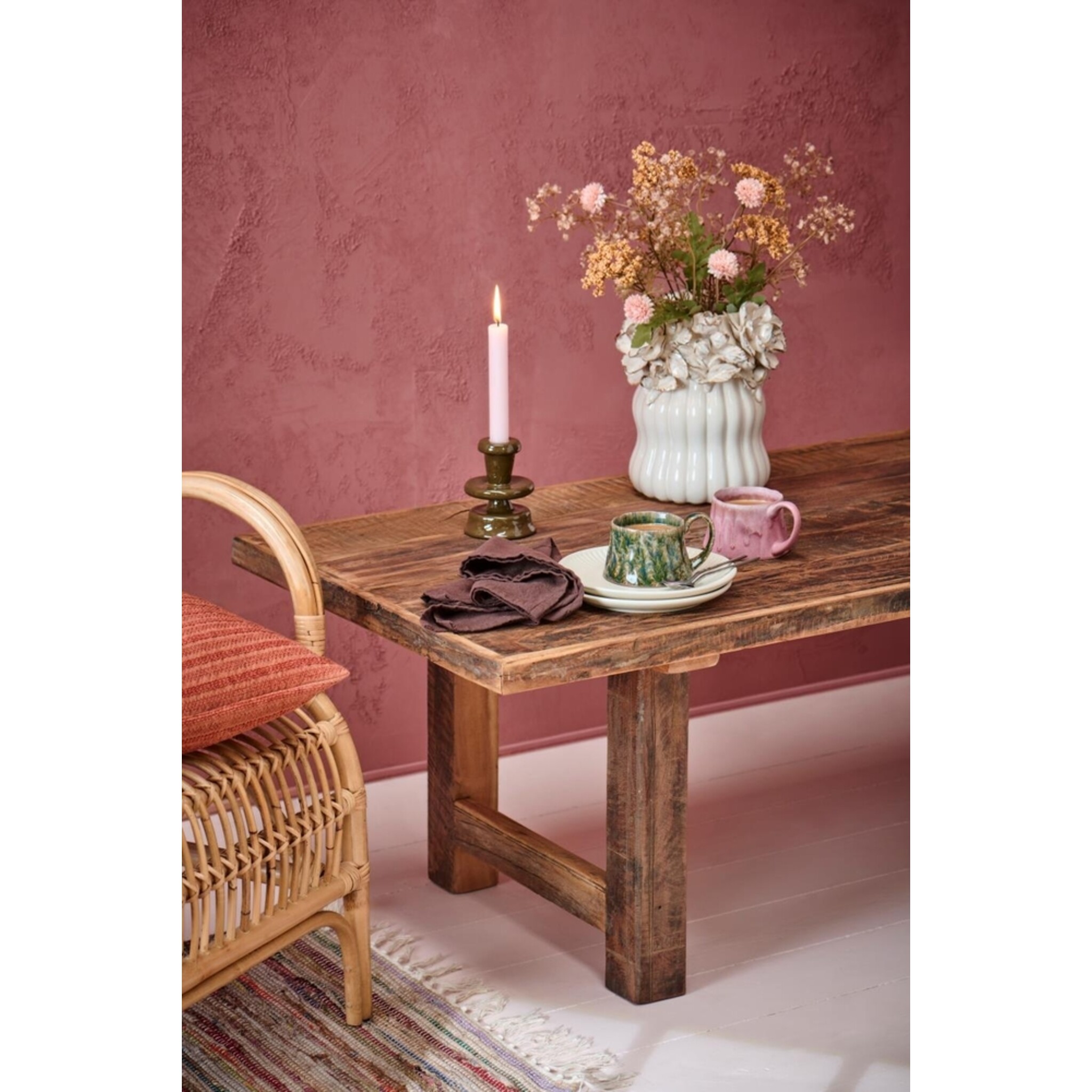 IB Laursen Vase Weiße Rose glasiert, beige Ø 20 cm, H 24,5 cm