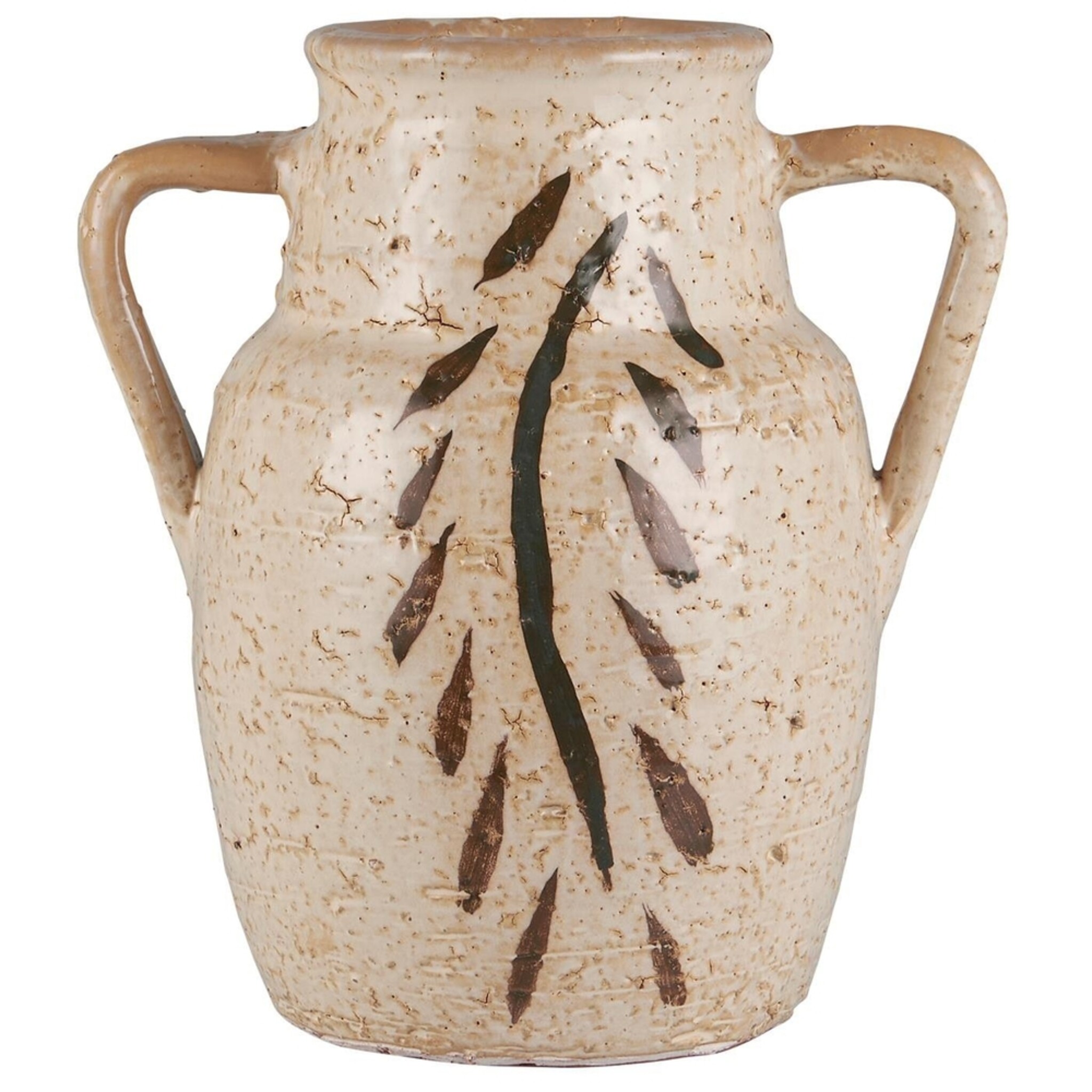 Vase mit Henkeln Blattmuster Avignon, beige 