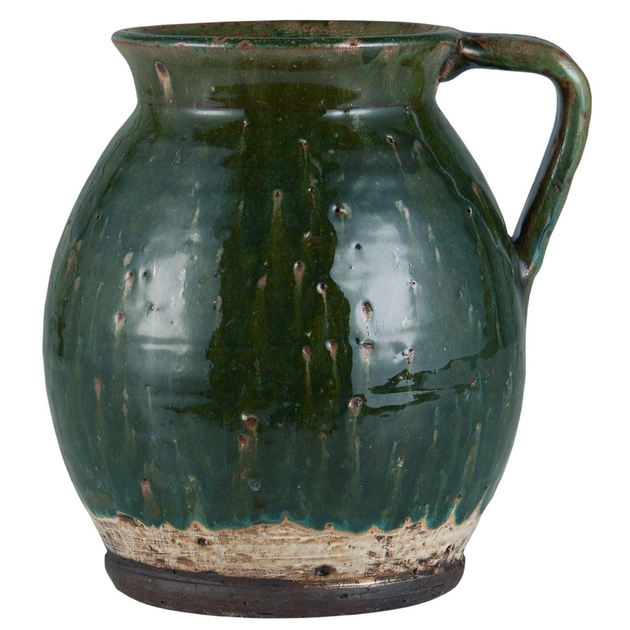 Vase mit Henkel rustikal Avignon, grün 