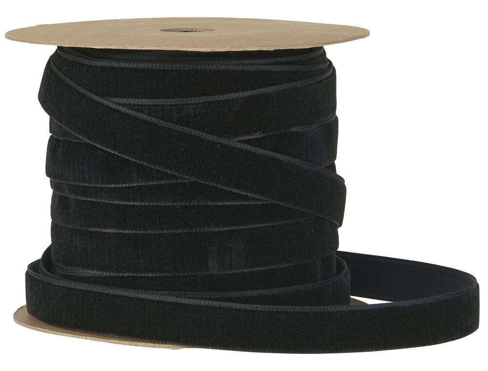 Veloursband auf Spule 10 m, schwarz 
