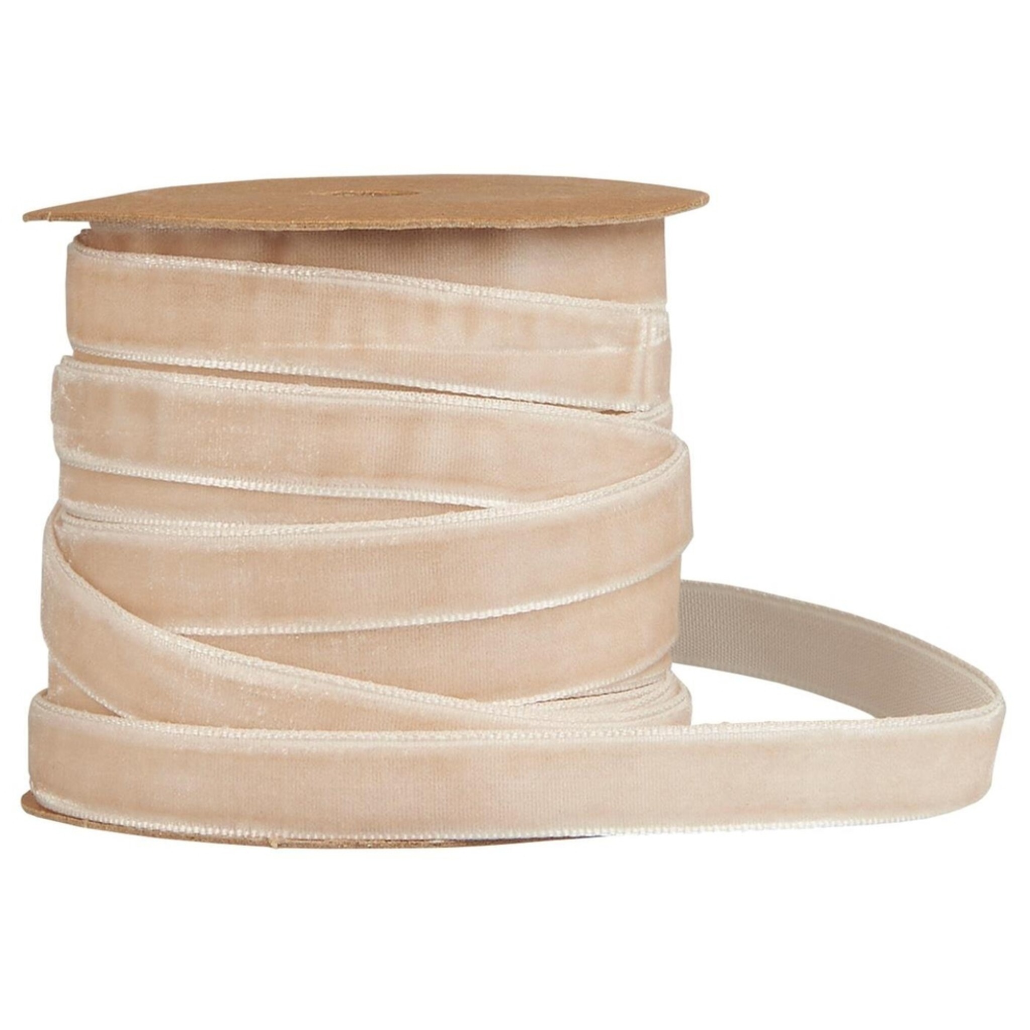 Veloursband auf Spule 10 m, natur 