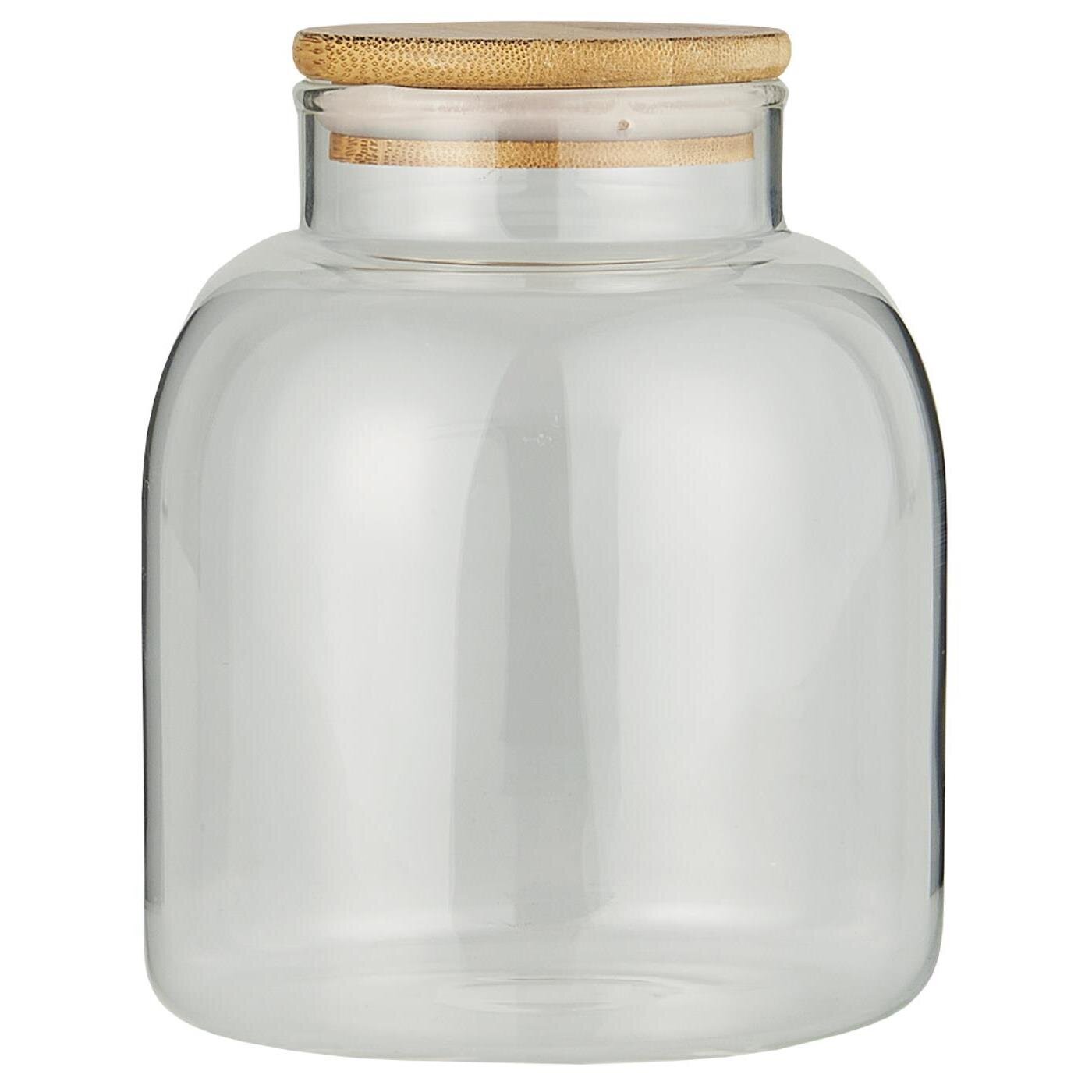 Vorratsglas mit Bambusdeckel, klar H15 x Ø12,5 cm