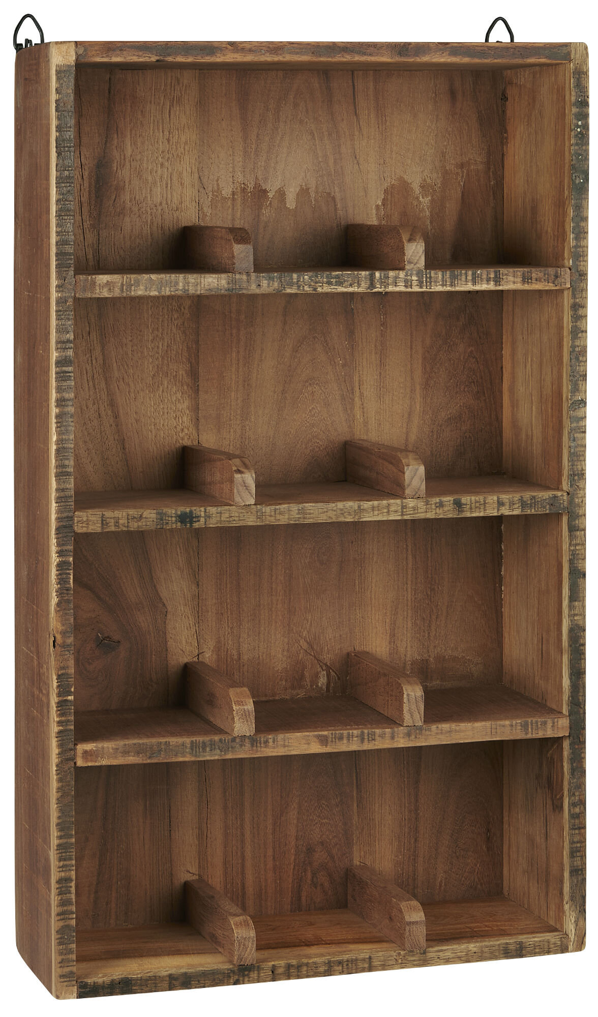 Wandregal aus Holz mit 4 Ablagen und Fachteilern UNIKA, natur 