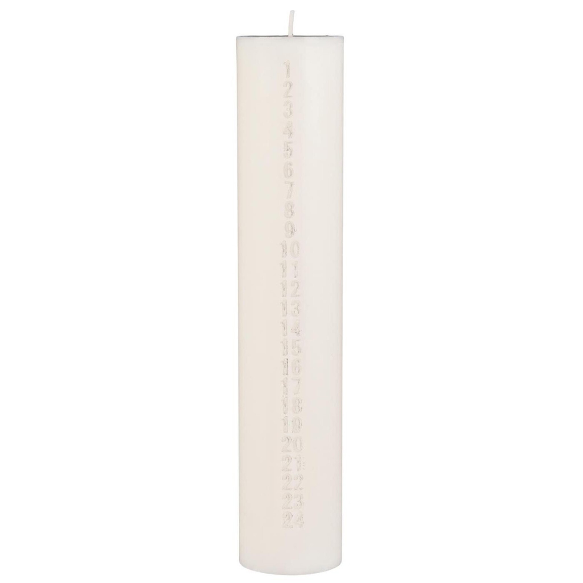 Weihnachtskerze 1-24 mit geprägten Zahlen, weiss 