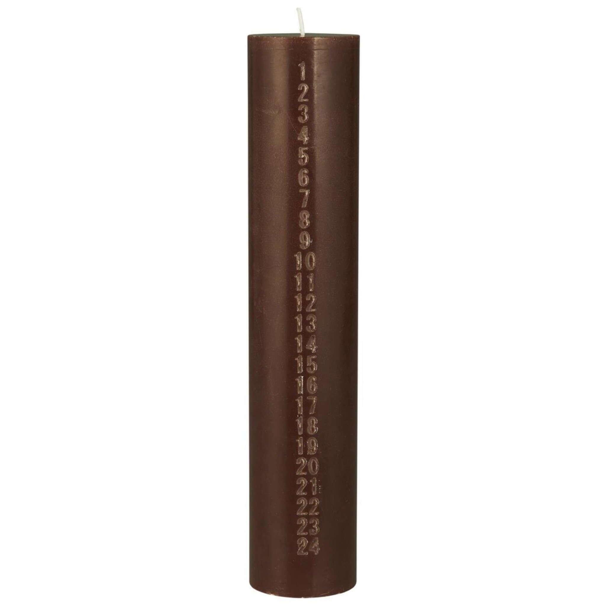 Weihnachtskerze 1-24 mit geprägten Zahlen, hazelnut 