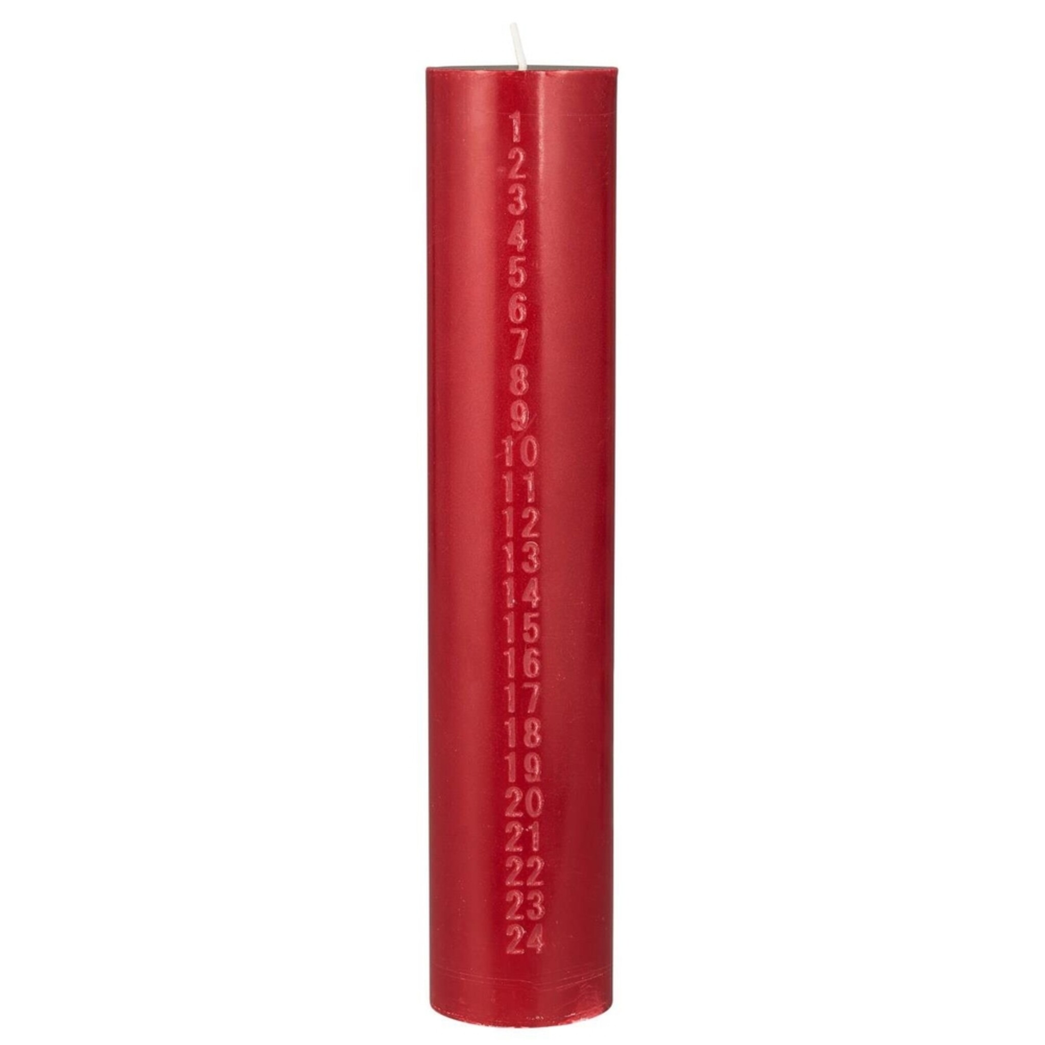 Weihnachtskerze 1-24 mit geprägten Zahlen, rot 