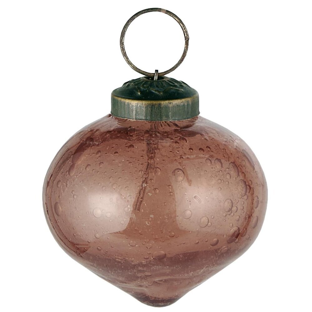 Weihnachtskugel bubbled Glas zwiebelförmig, faded rose Höhe 5.4, Ø 5.2 cm