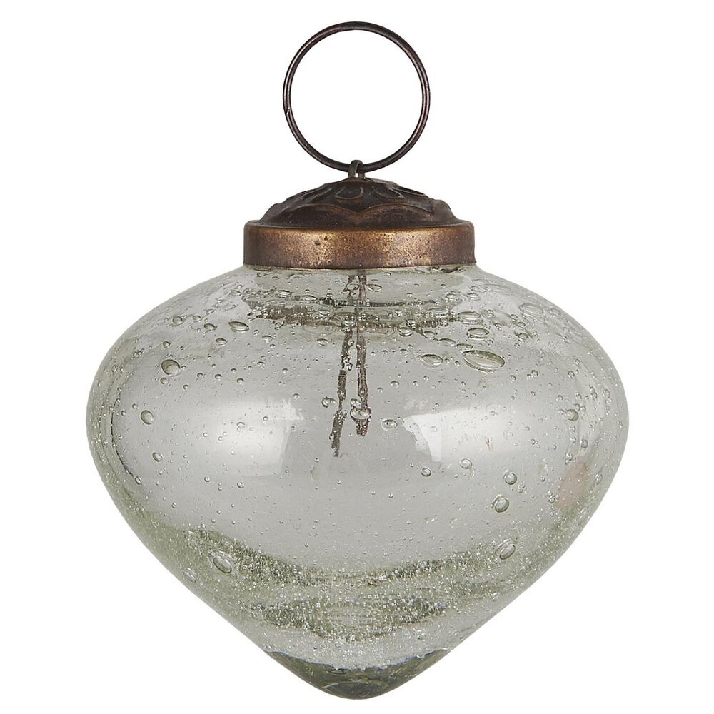 Weihnachtskugel bubbled Glas zwiebelförmig, klar Höhe 6, Ø 6.3 cm