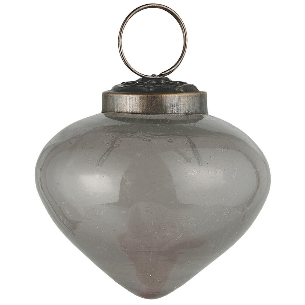 Weihnachtskugel bubbled Glas zwiebelförmig, grau Höhe 6, Ø 6.3 cm