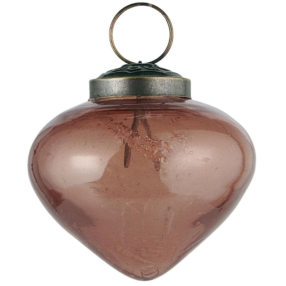 Weihnachtskugel bubbled Glas zwiebelförmig, faded rose Höhe 6, Ø 6.3 cm