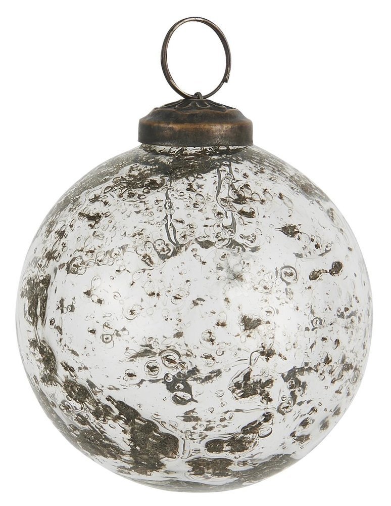 IB Laursen Weihnachtskugel Glas pebbled, farblos Höhe 8.3, Ø 8 cm