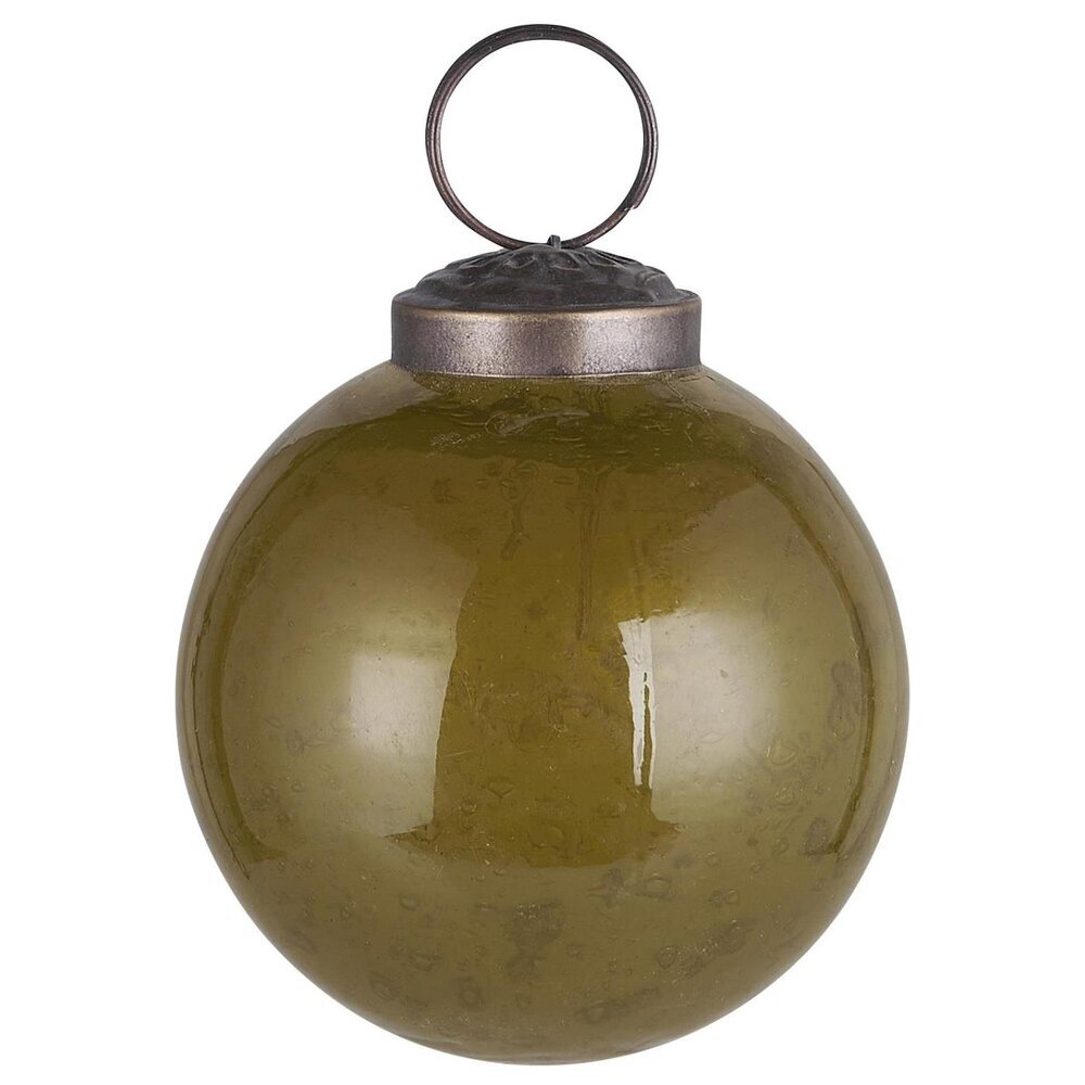 IB Laursen Weihnachtskugel Glas pebbled, autumn green Höhe 6.5, Ø 5.8 cm