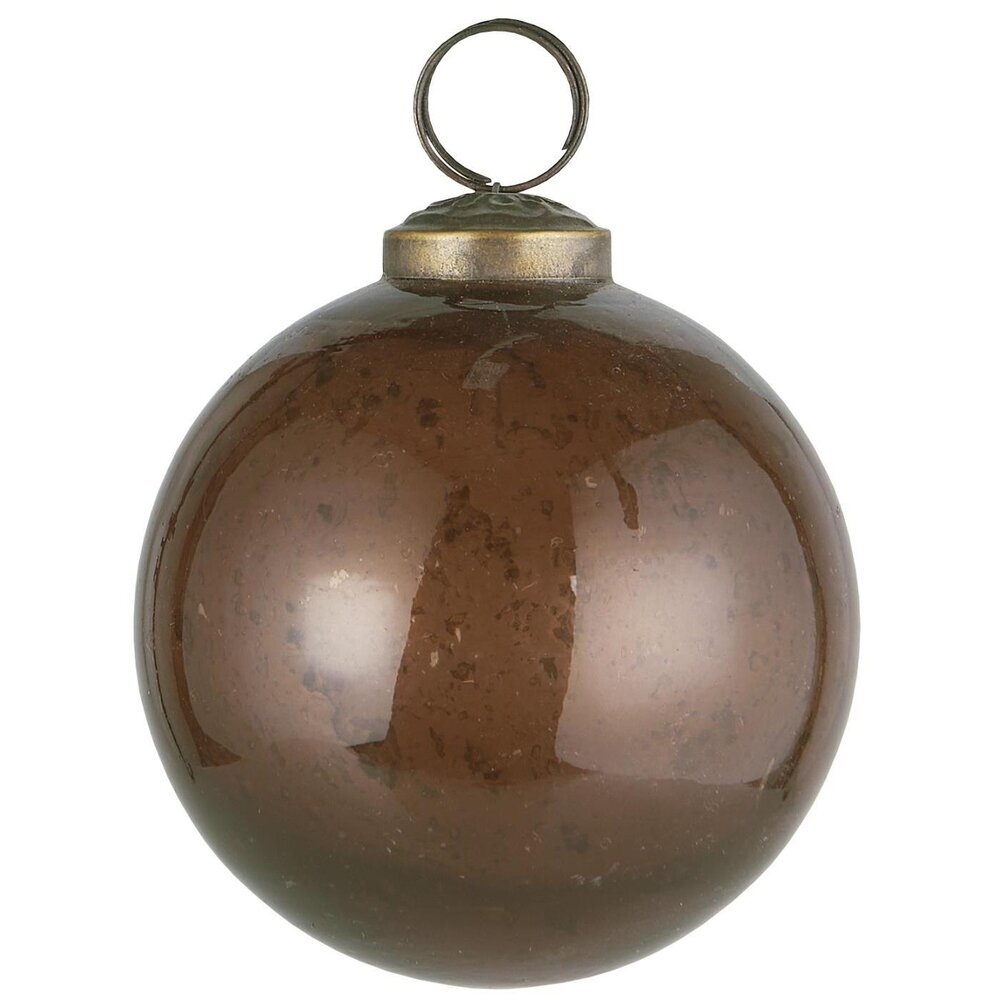 IB Laursen Weihnachtskugel Glas pebbled, mokka Höhe 8.3, Ø 8 cm