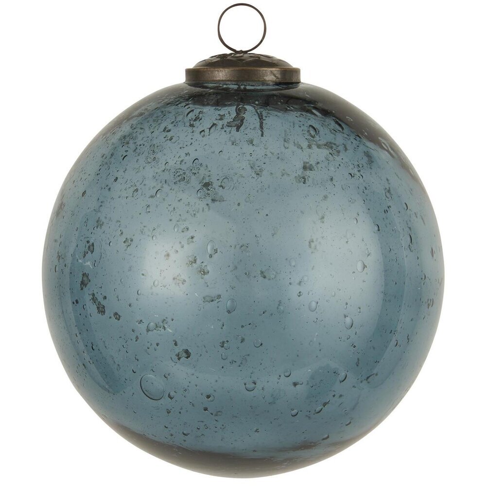 IB Laursen Weihnachtskugel Glas pebbled, petrol Höhe 15.2, Ø 13.4 cm