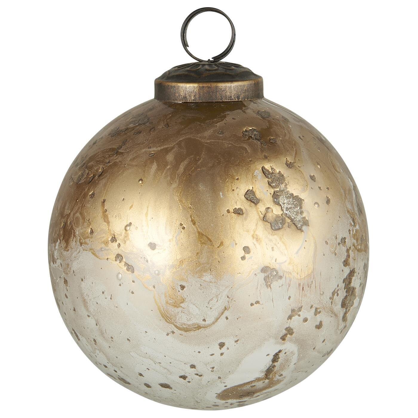 IB Laursen Weihnachtskugel Glas pebbled, messing 