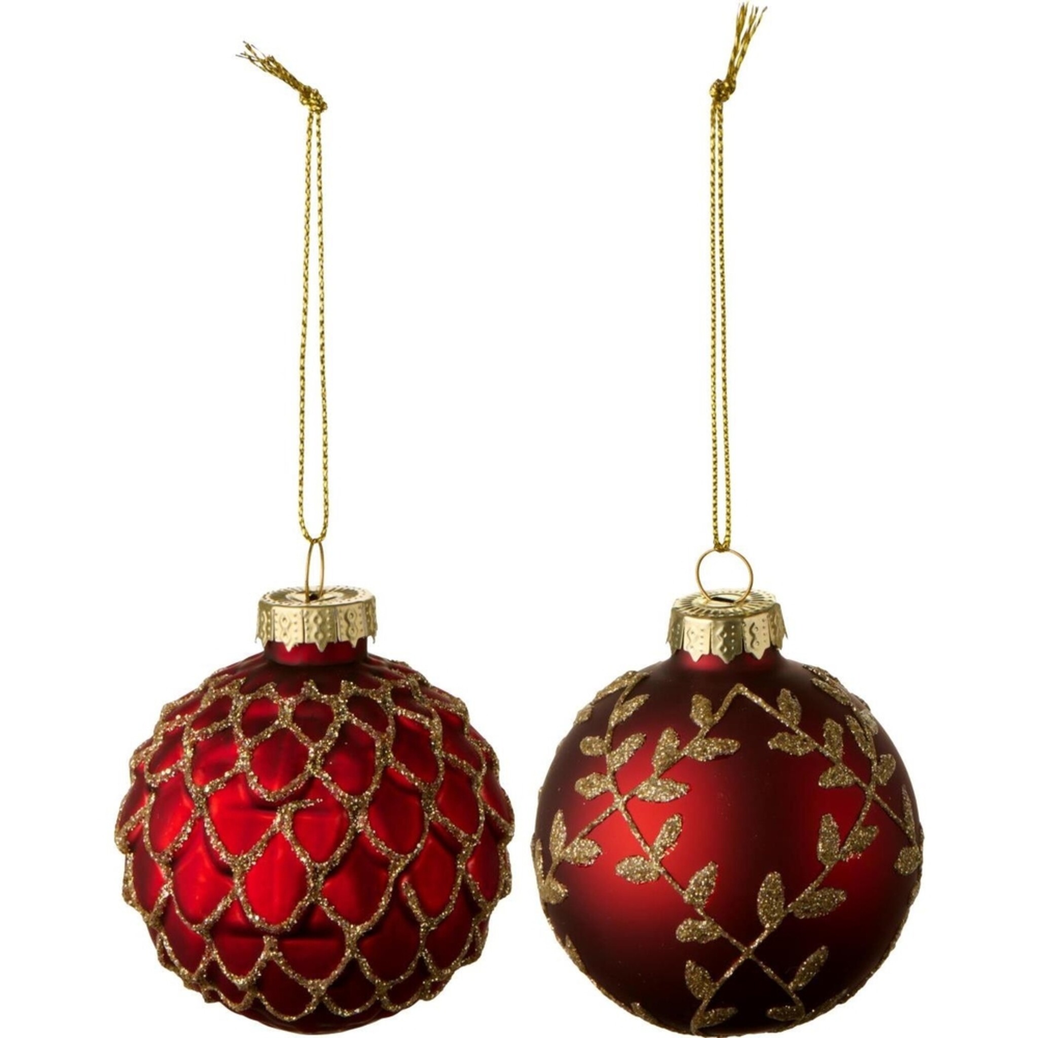 Weihnachtskugel zum Hängen Glitter 2er, rot 