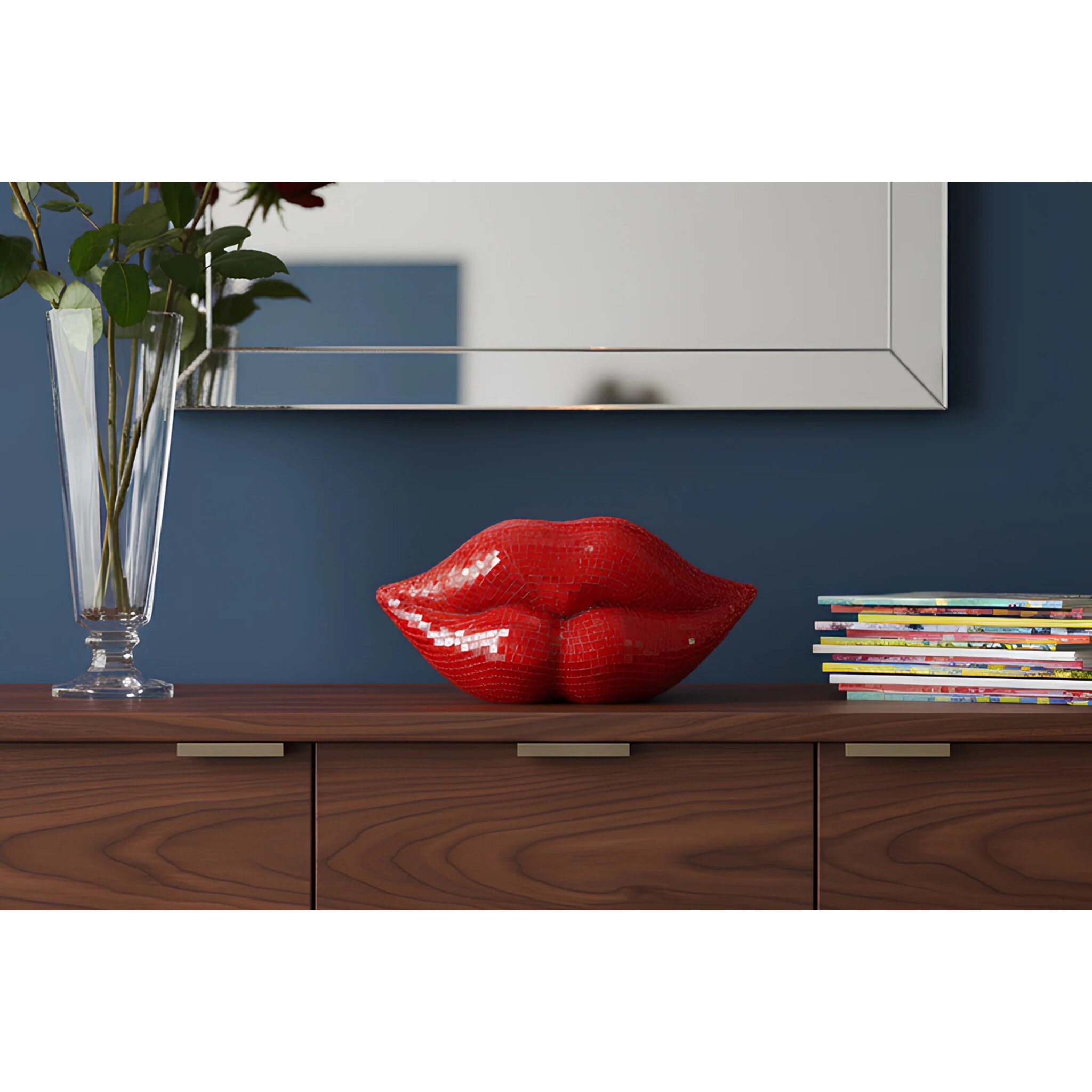 Dekoaufsteller Disco Lip: Rote 3D Mosaik Lippen, rot 