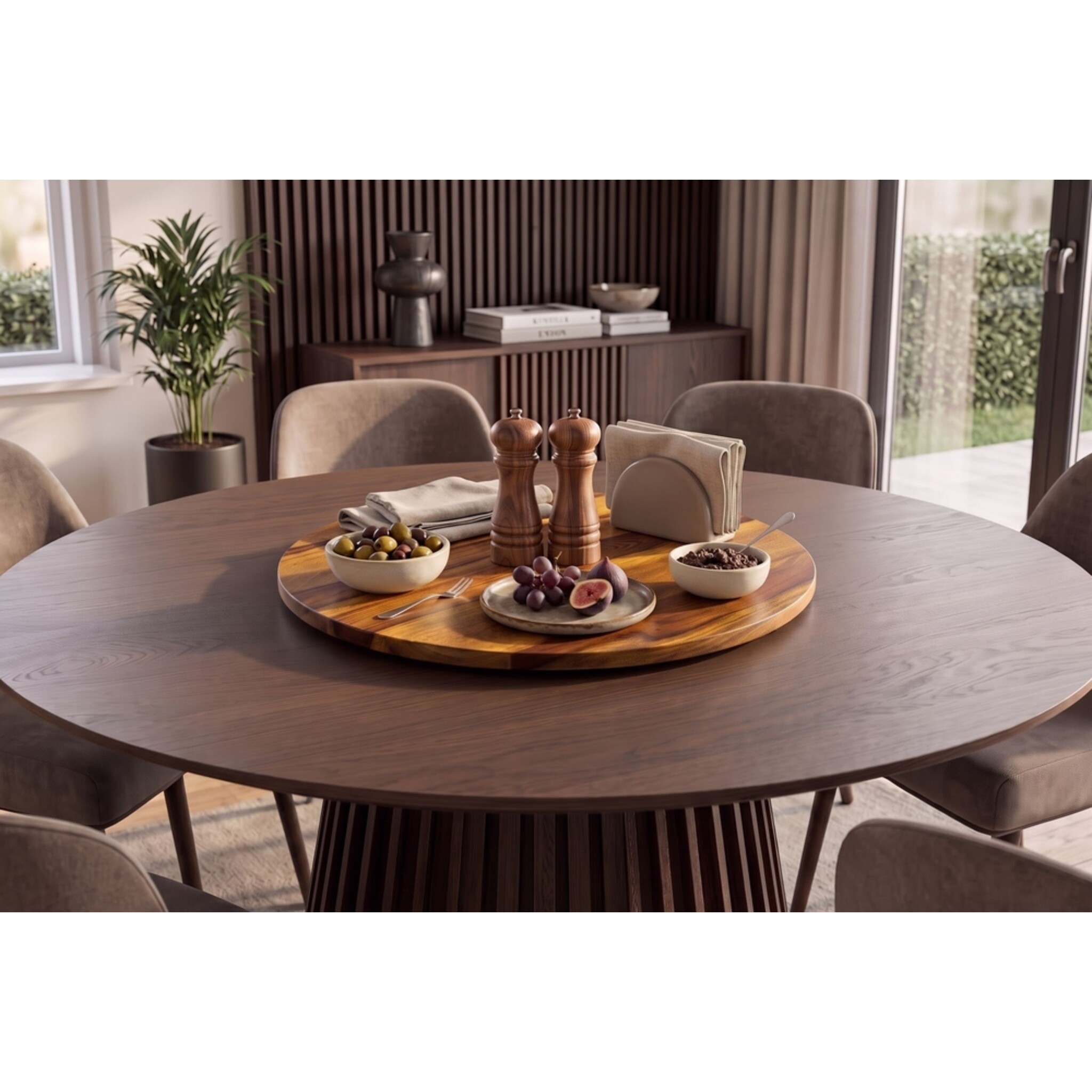 Drehteller MAKASSAR 50 cm 360° aus Holz, sheesam 