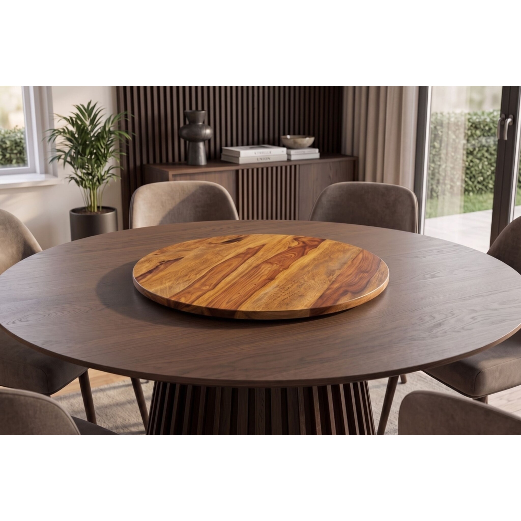Drehteller MAKASSAR 50 cm 360° aus Holz, sheesam 