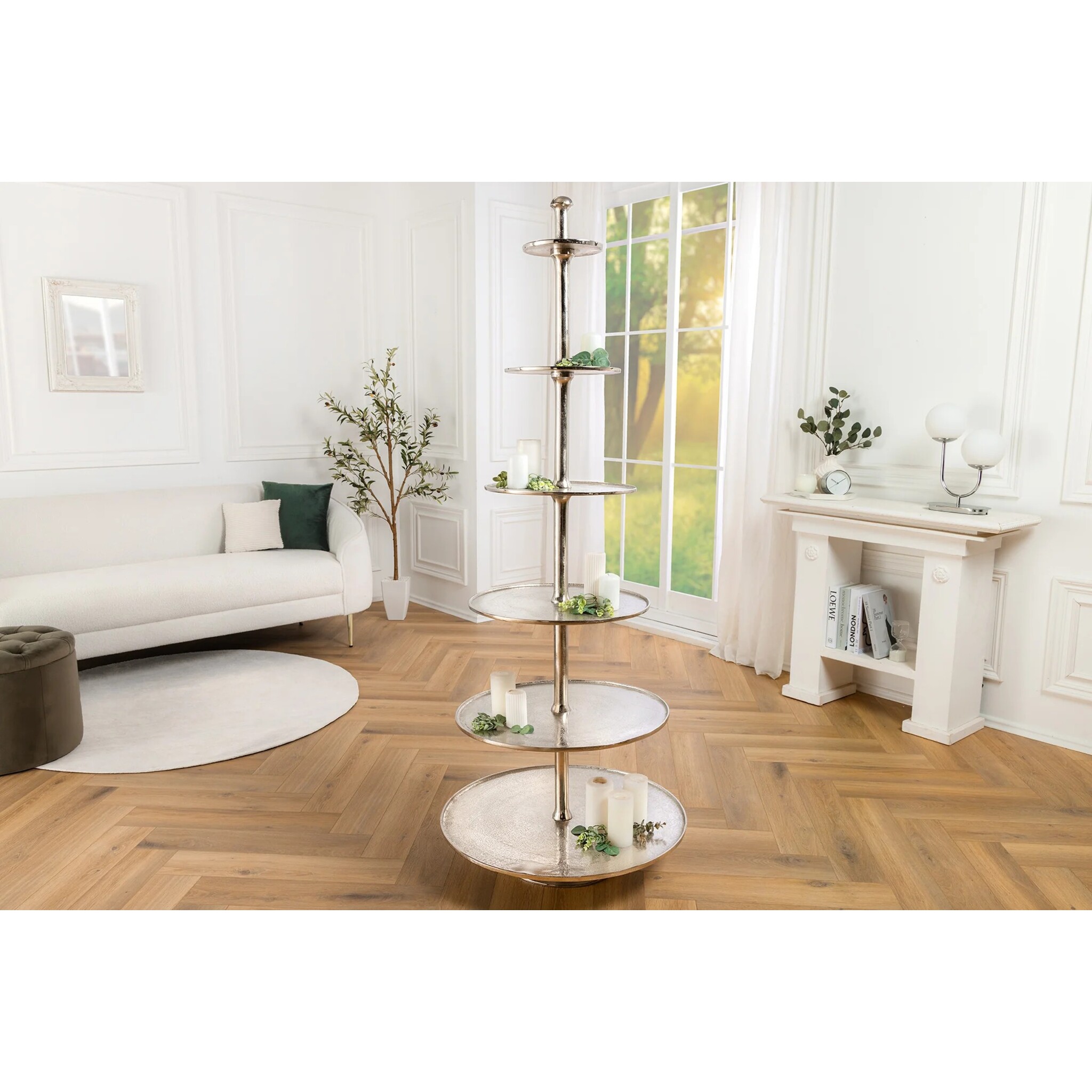 Etagere Abstract XL mit 6 Tabletts, silber 