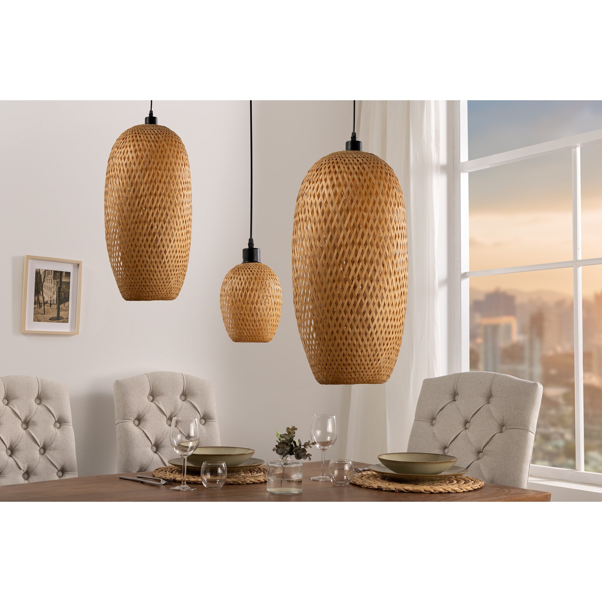 Pendelleuchte Organic Living 5 Bambus, natur 