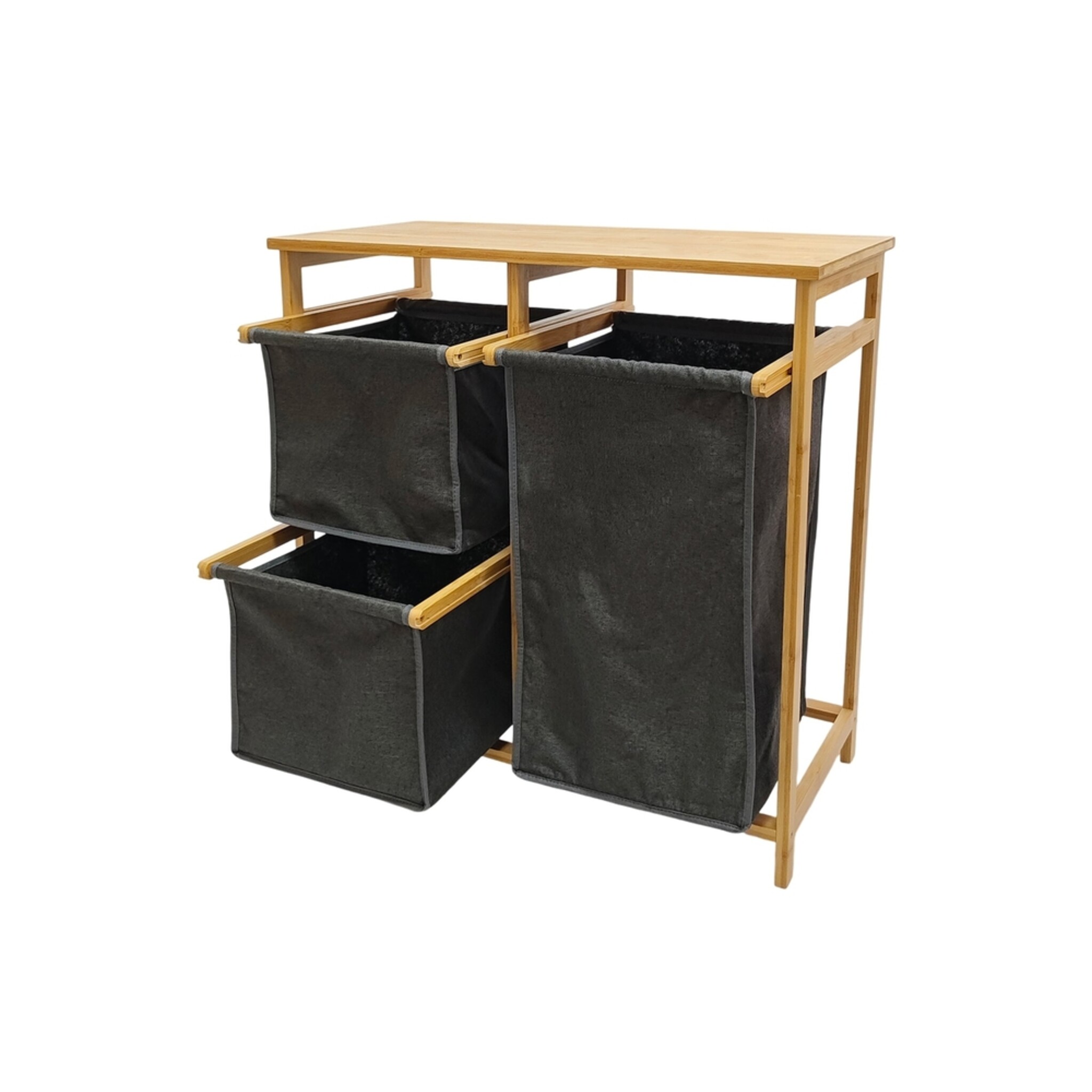 Wäschekorb LAGOON SPA 70cm Bambus mit 3 Wäschesäcken, dunkelgrau 