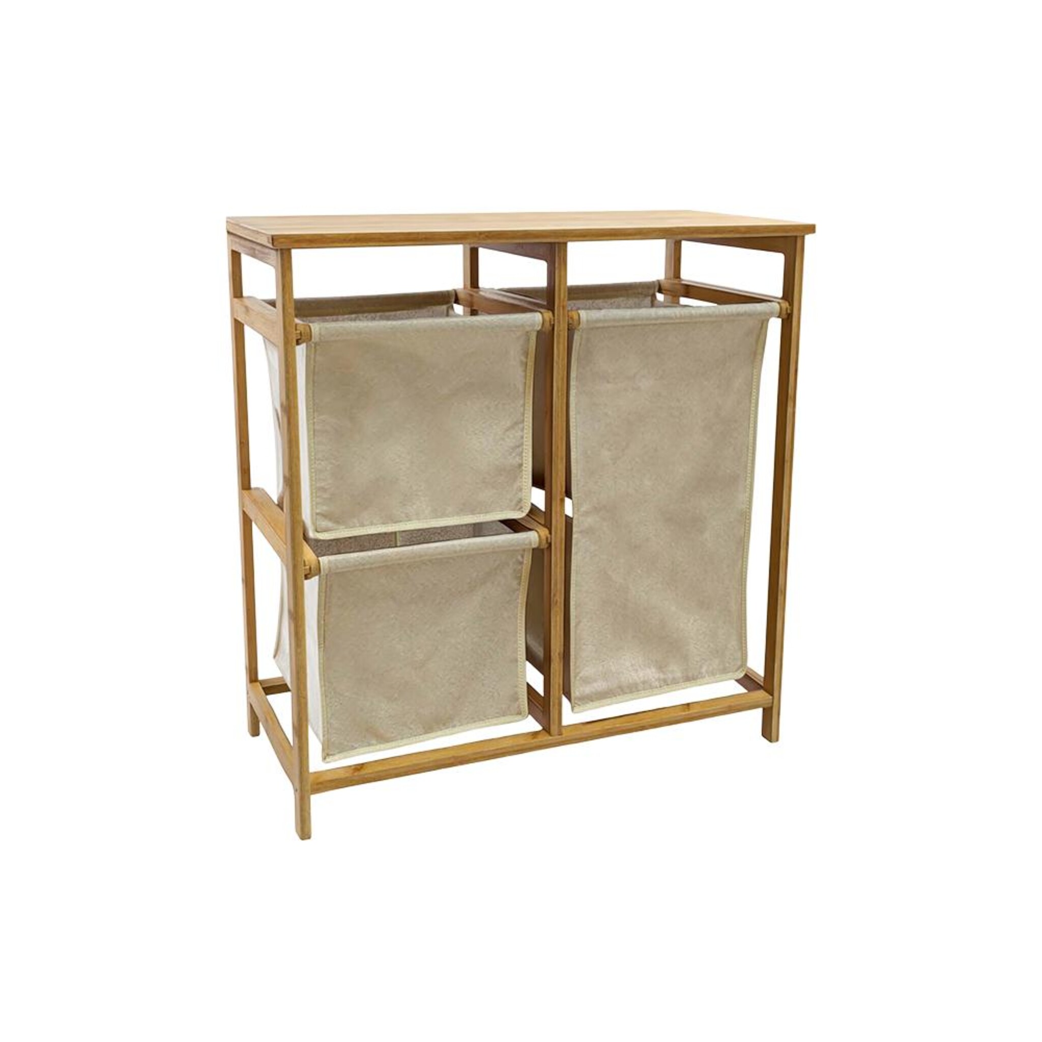 Wäschekorb LAGOON SPA 70cm Bambus mit 3 Wäschesäcken, beige 
