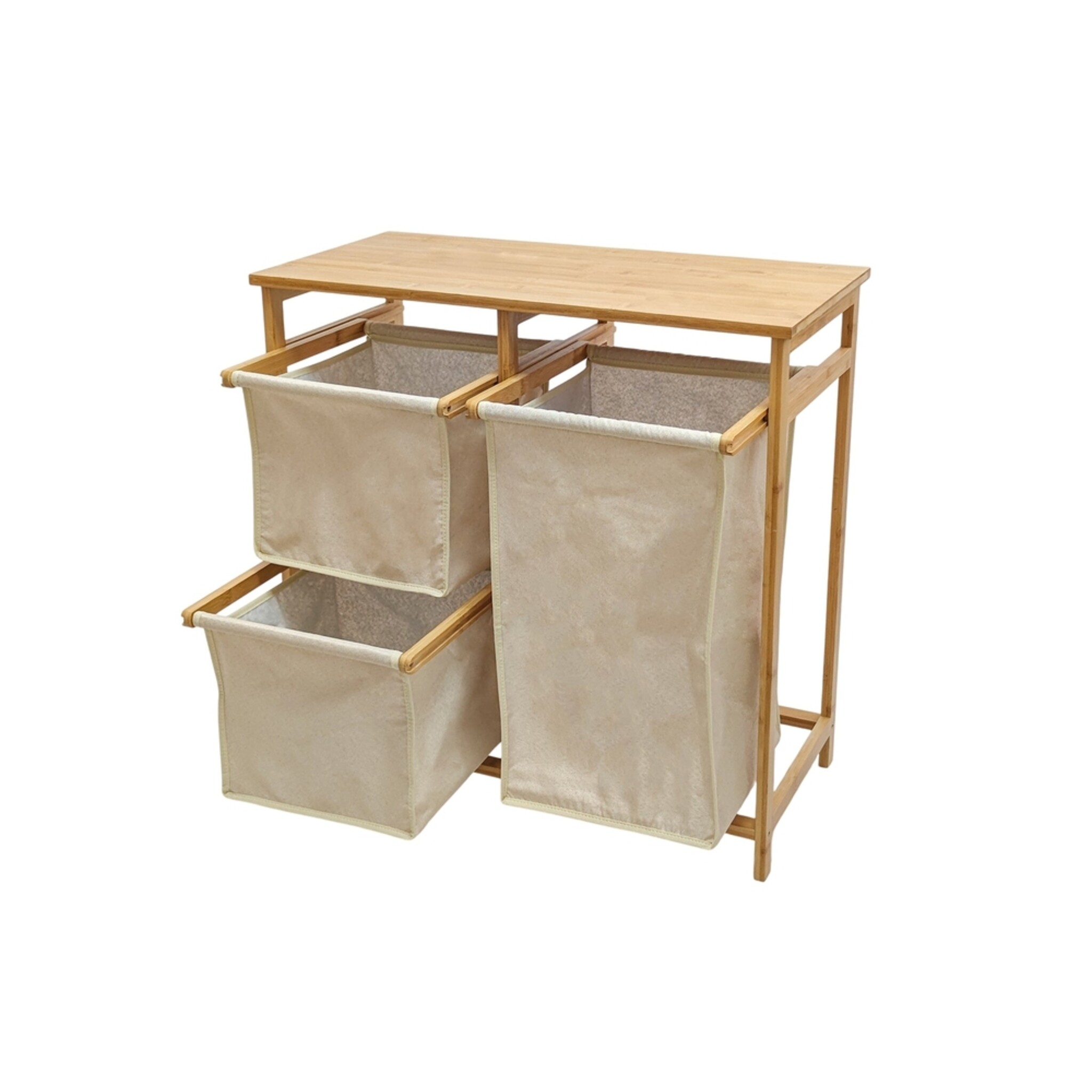 Wäschekorb LAGOON SPA 70cm Bambus mit 3 Wäschesäcken, beige 