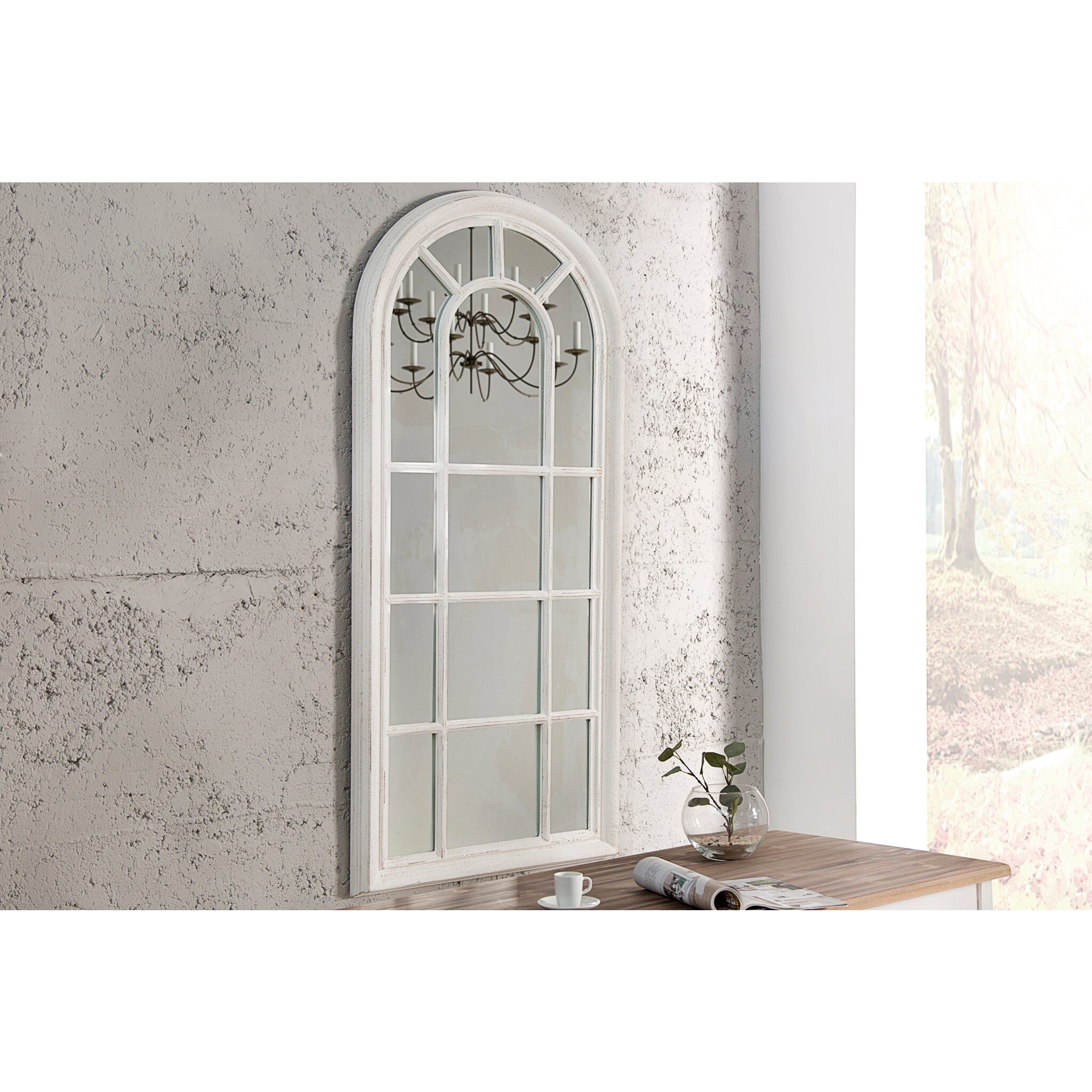 Wandspiegel Castillo Vintage Look Holz, weiss 