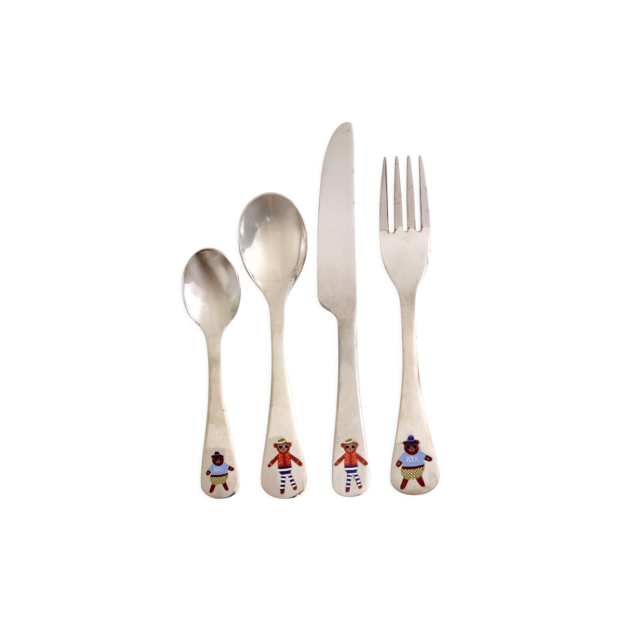 RICE Kinder Besteck-Set aus Edelstahl, silber 