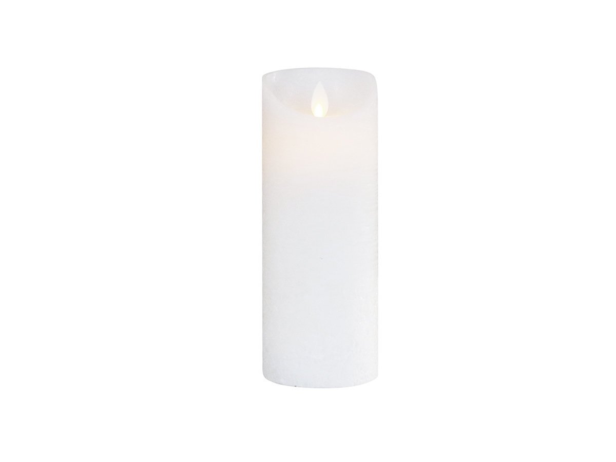 Kerze LED Rustic mit Timer, weiss H20/D7,5 cm