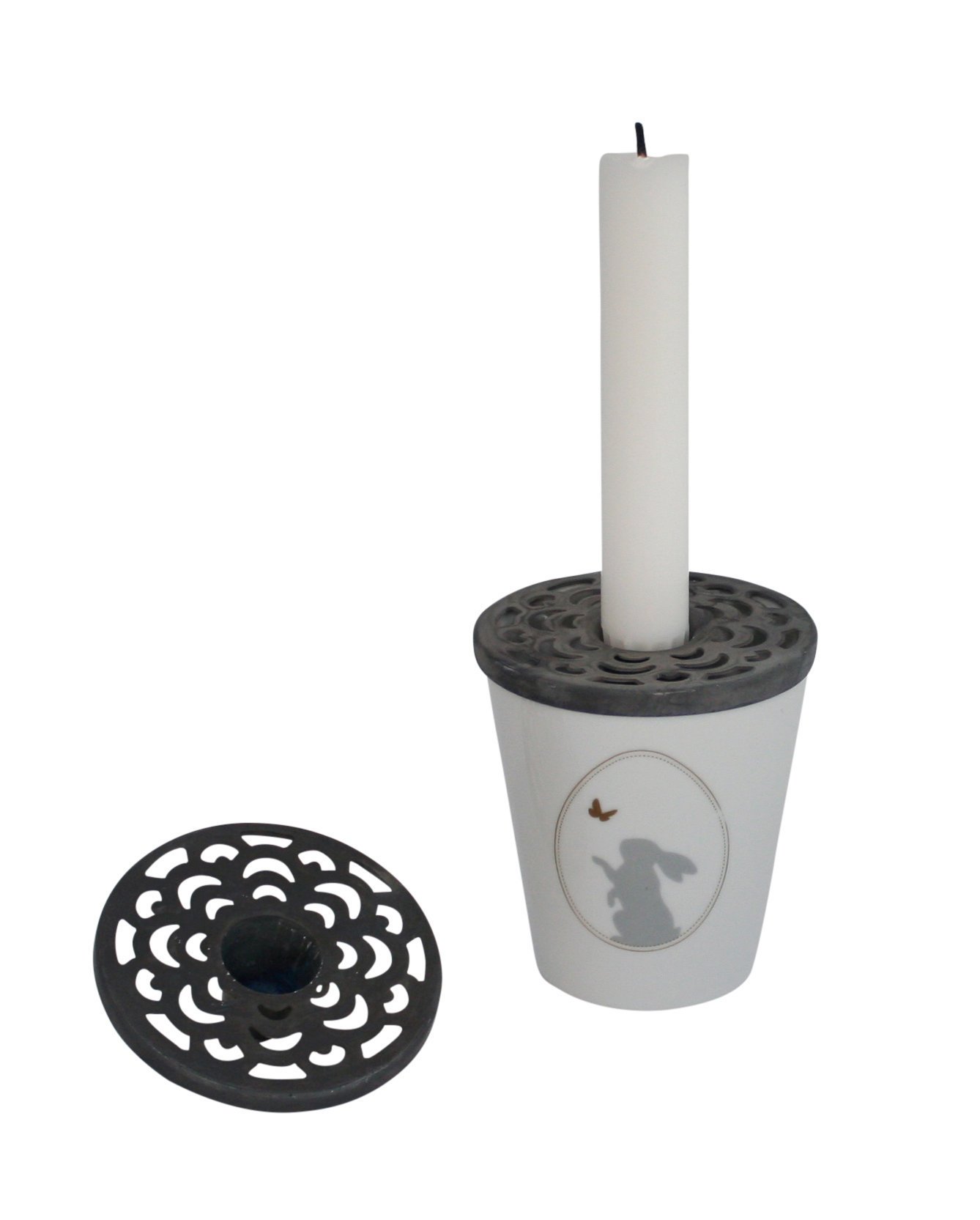 Kerzenhalter Aufsatz für Krasilnikoff Becher, grau Ø 9 cm