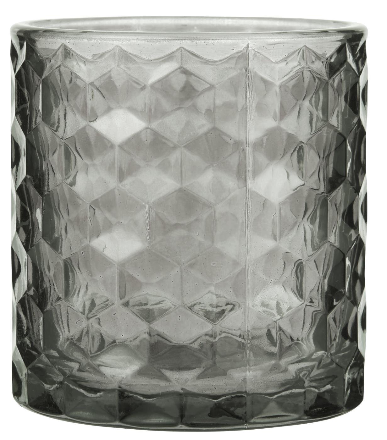Kerzenhalter für Teelicht farbig Glas, grau 