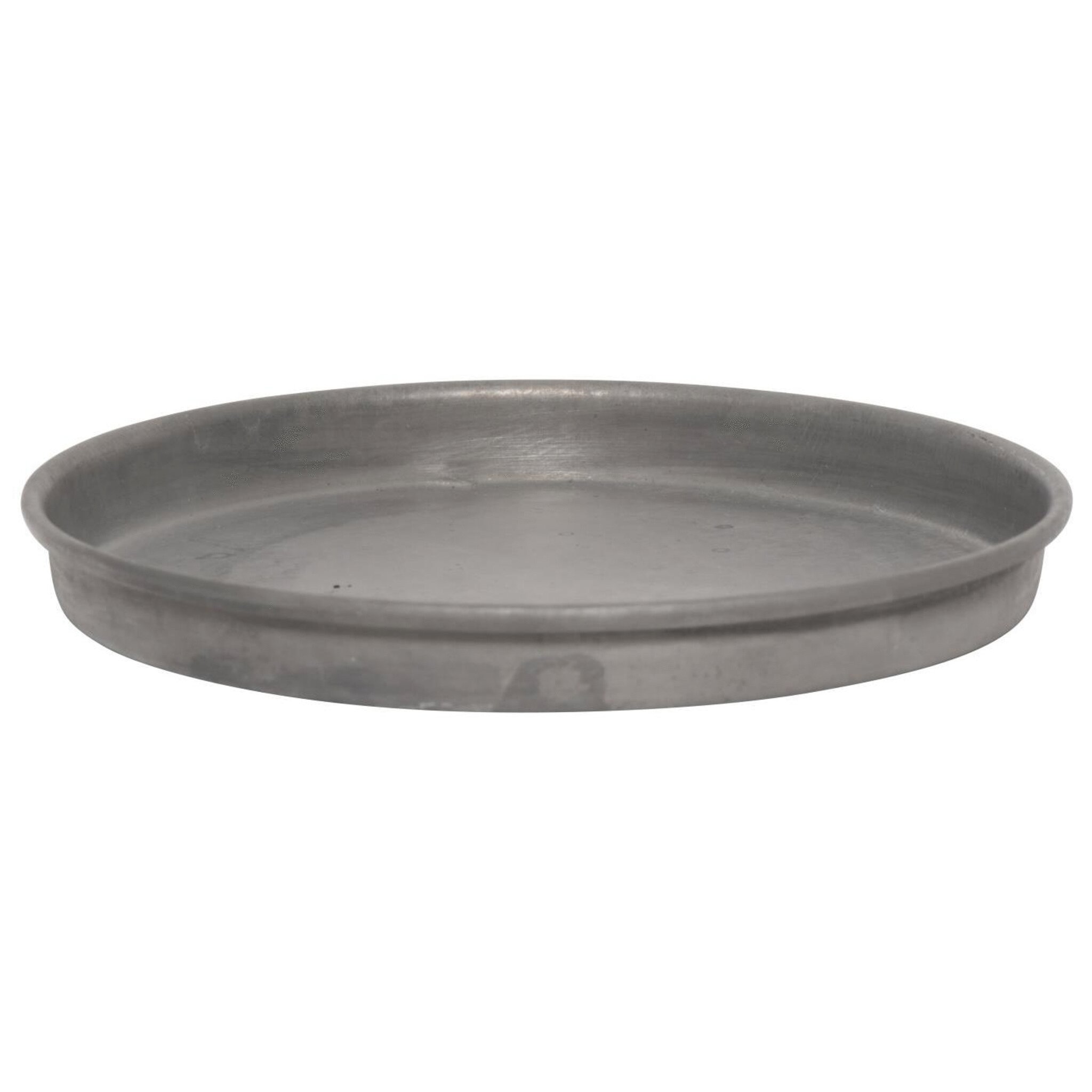 Kerzentablett aus Metall mit Kante, grau H1,5/ Ø13 cm