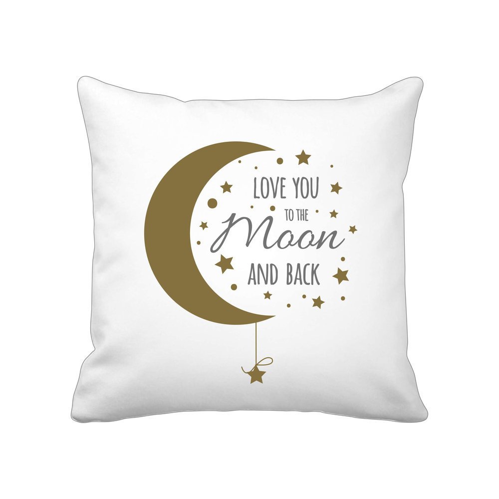 Kissenbezug Love you to the moon, weiss 