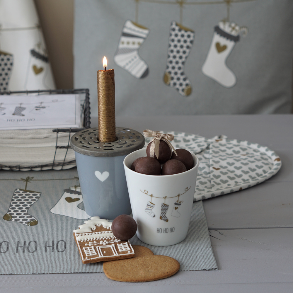 Becher Happy Mug, Ho Ho Ho, weiss 