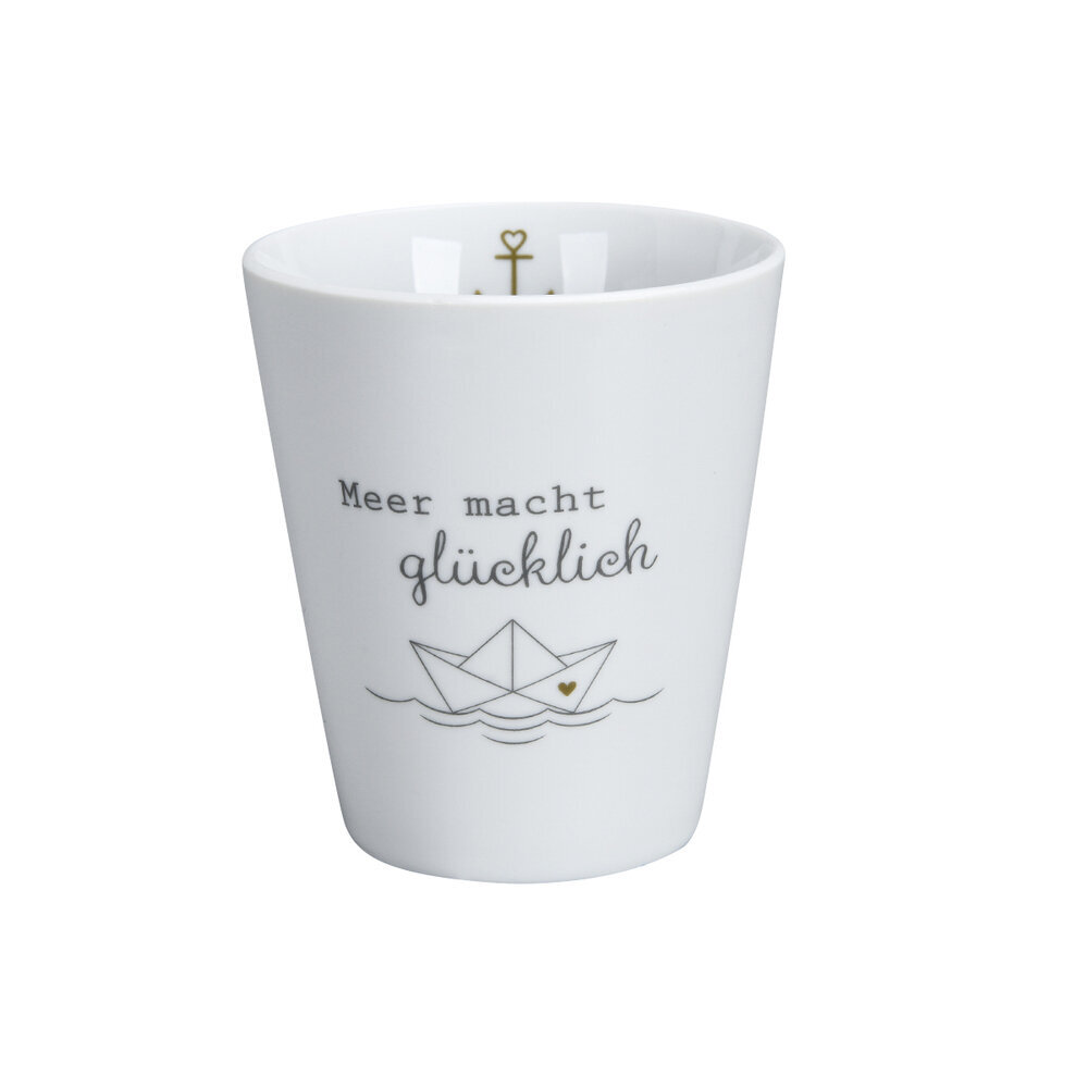 Becher Happy Mug Meer macht glücklich, weiss 