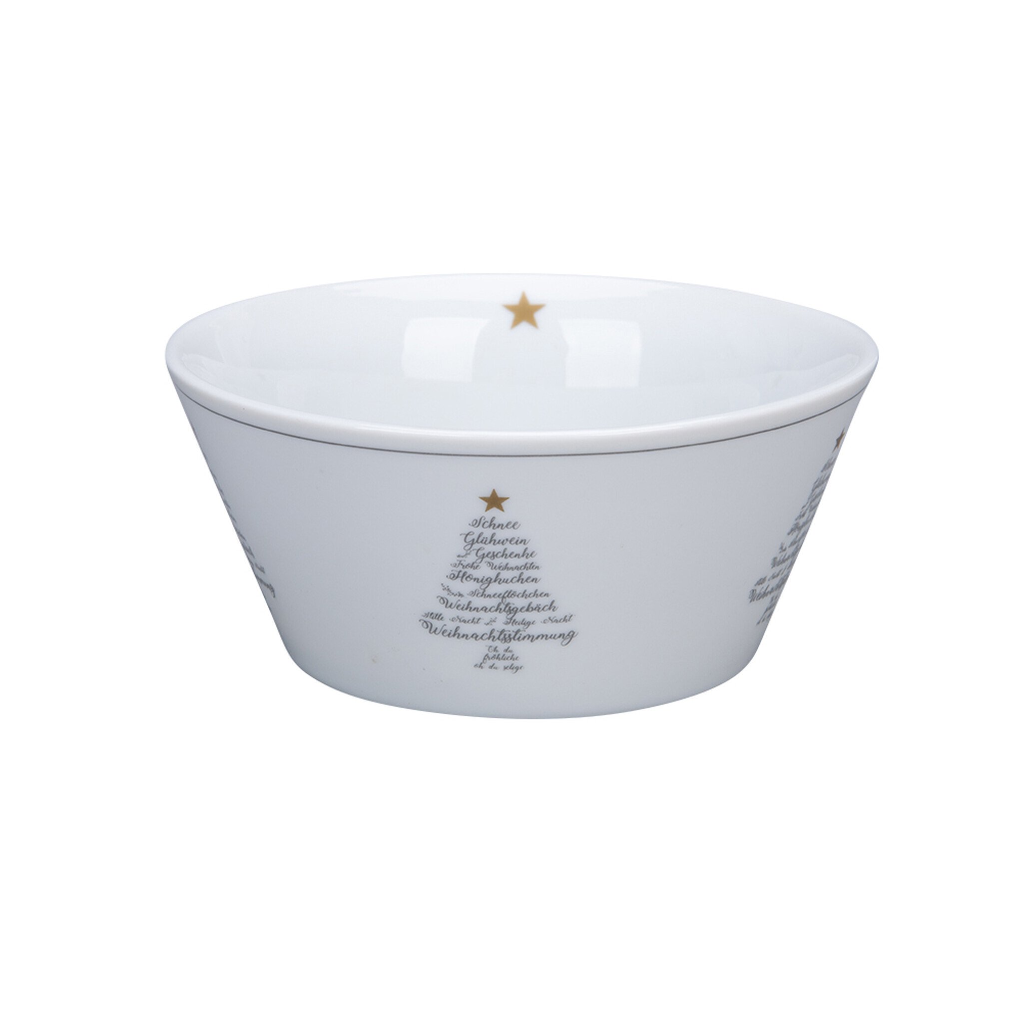 Krasilnikoff Schale Conical Bowl Christmas Words, weiss Ø 13,2 cm, Höhe 6 cm