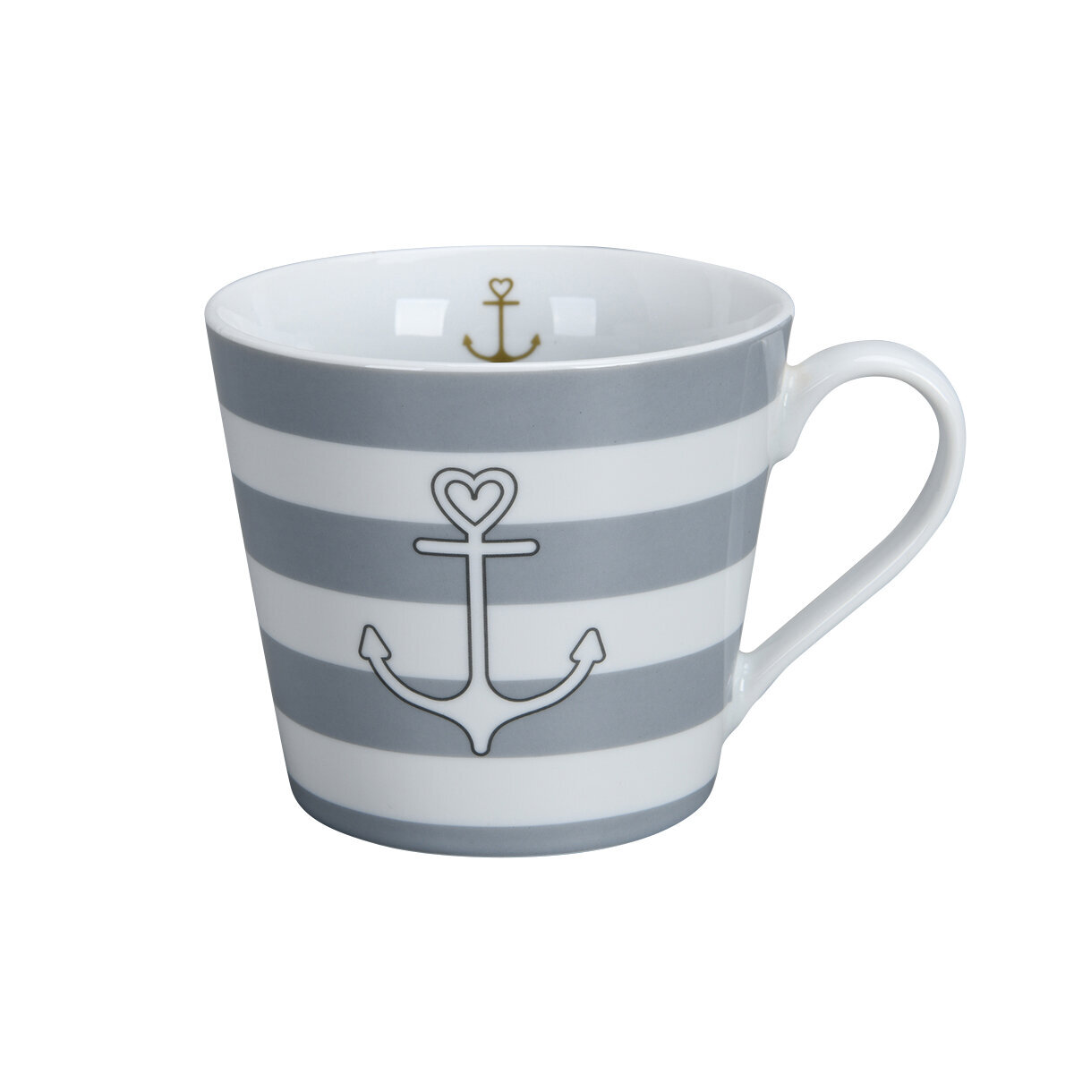 Happy Cup Anker mit Streifen, grau 
