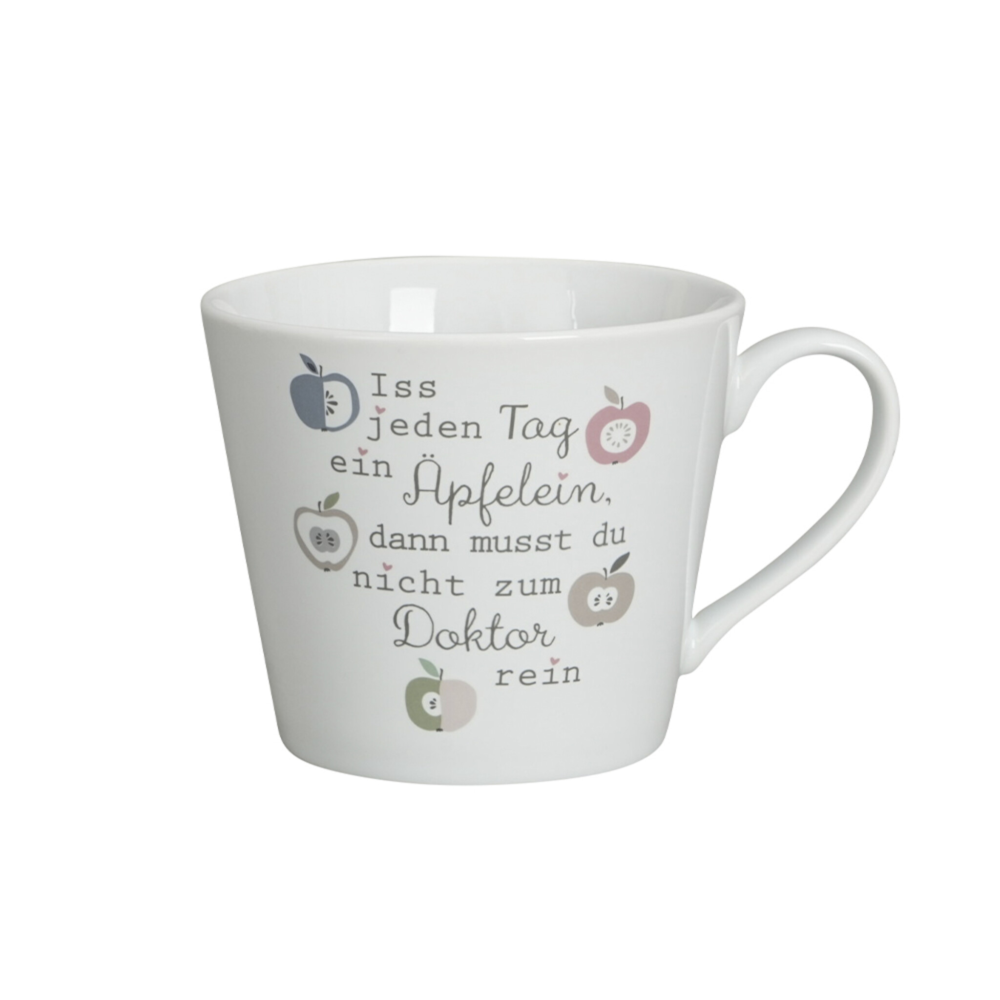 Happy Cup, Iss jeden Tag ein Äpfelein, weiss 
