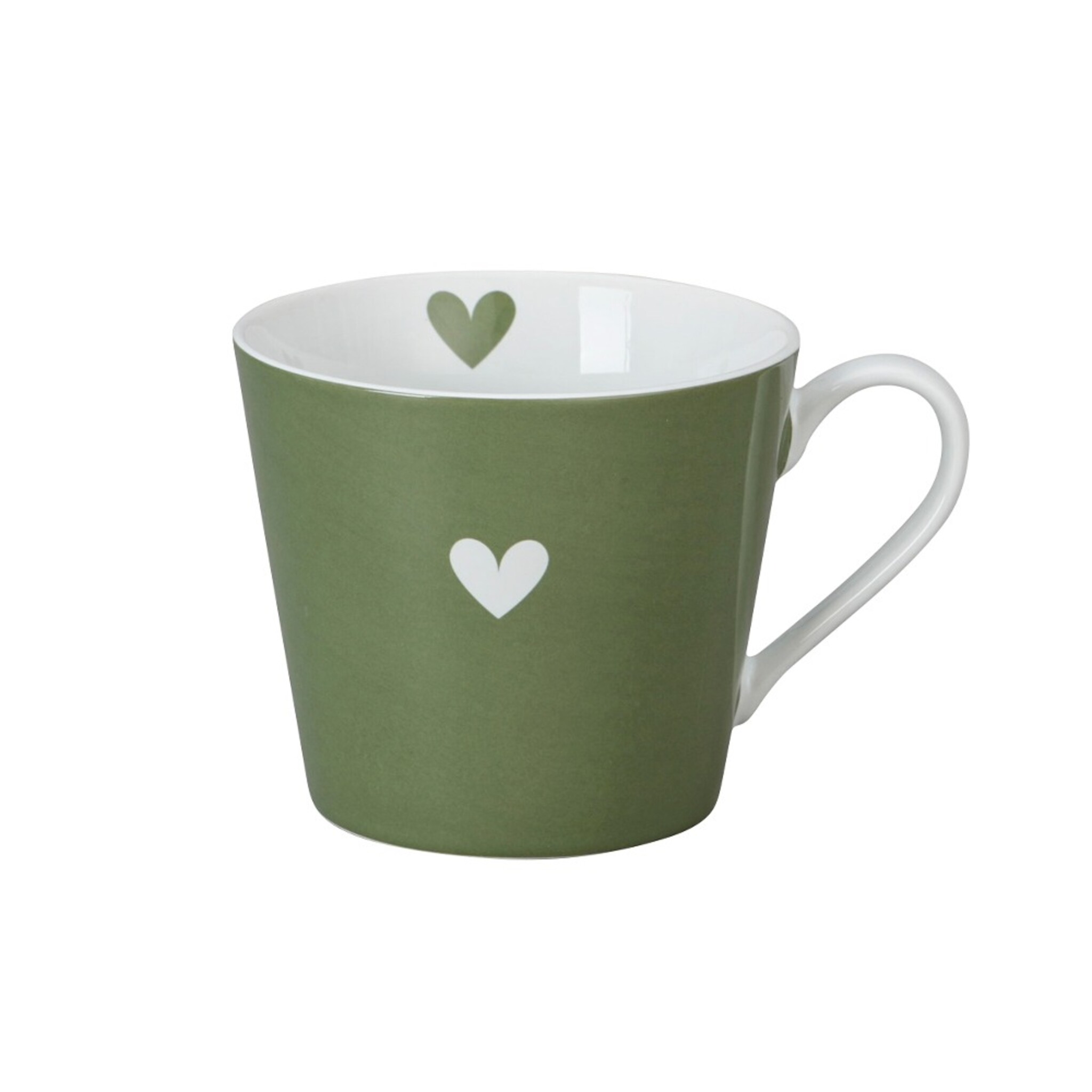 Happy Cup Tasse Colorful Heart, olive green 