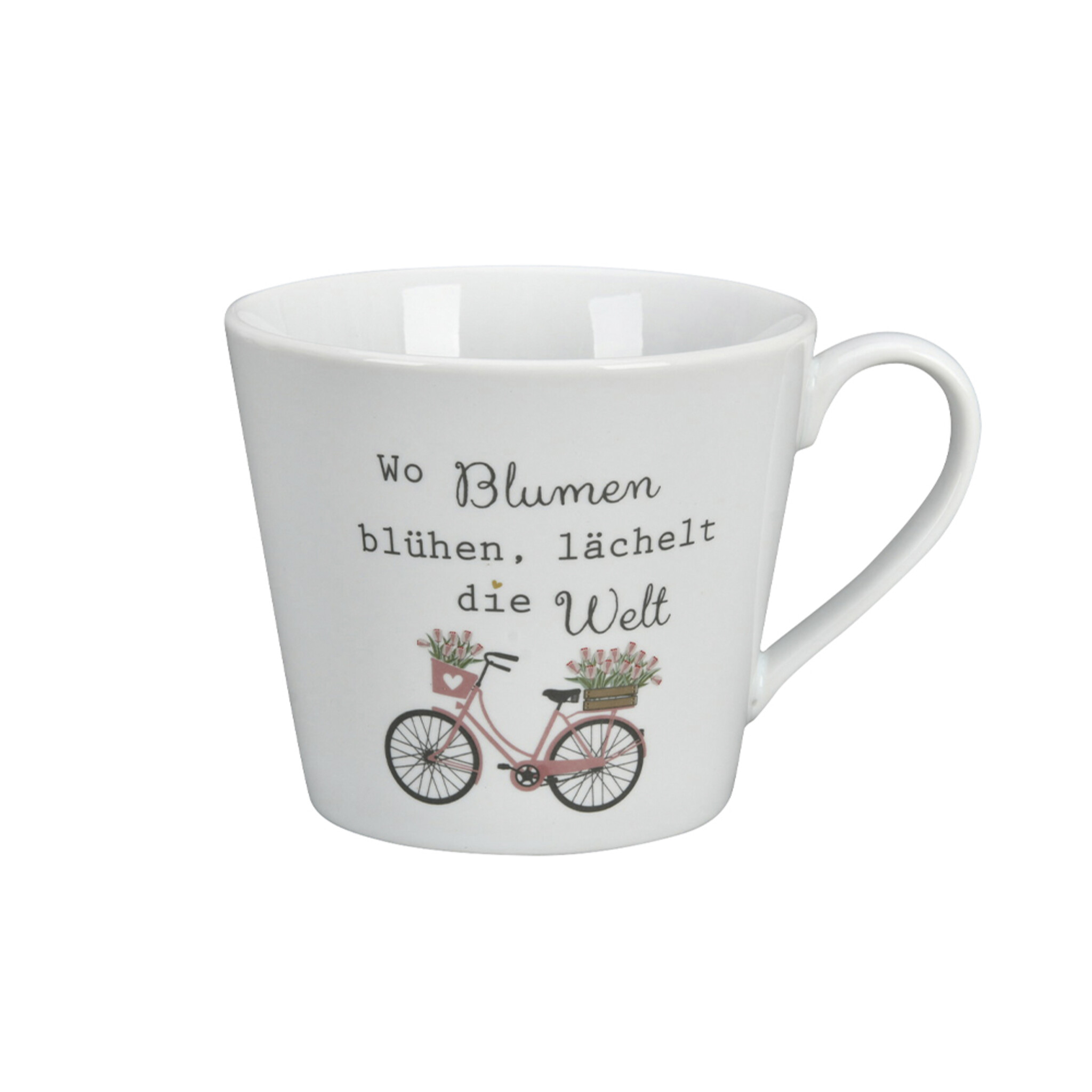 Happy Cup Wo Blumen blühen, weiss 
