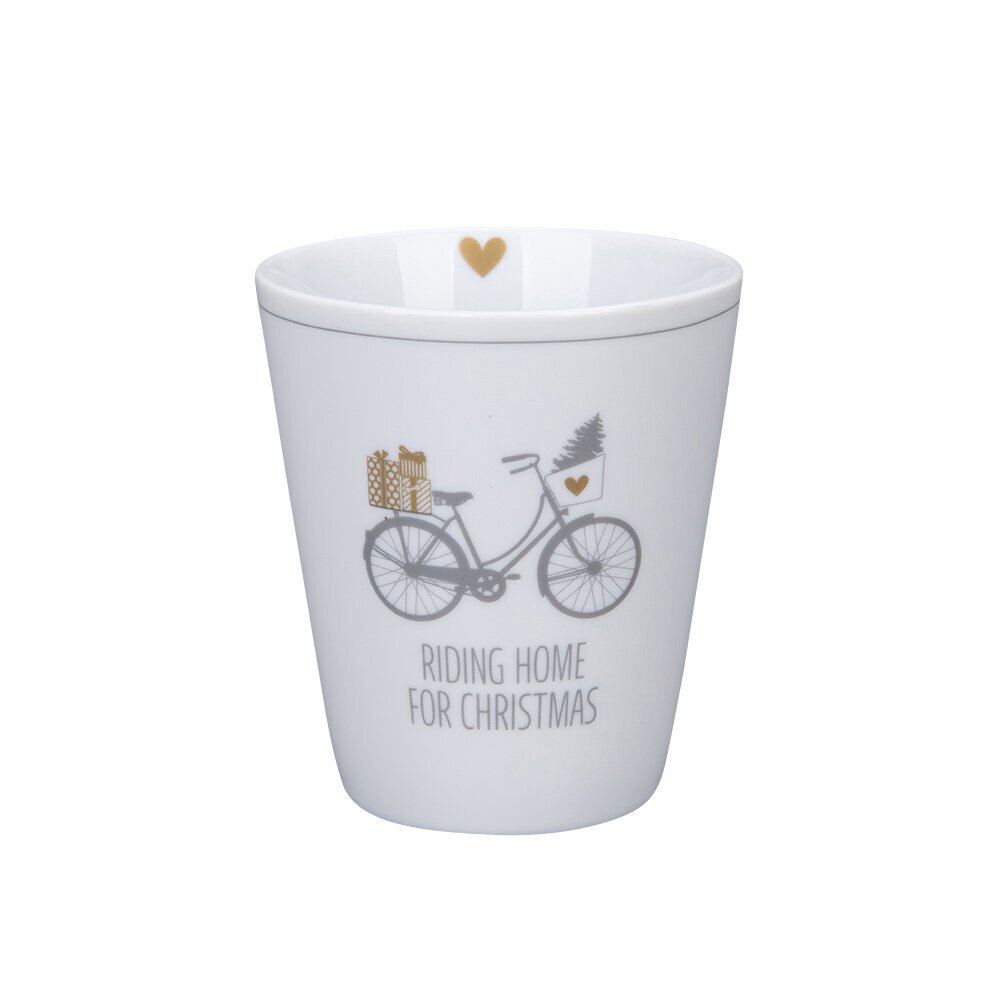 Happy Mug Becher Riding Home for Christmas, weiss 