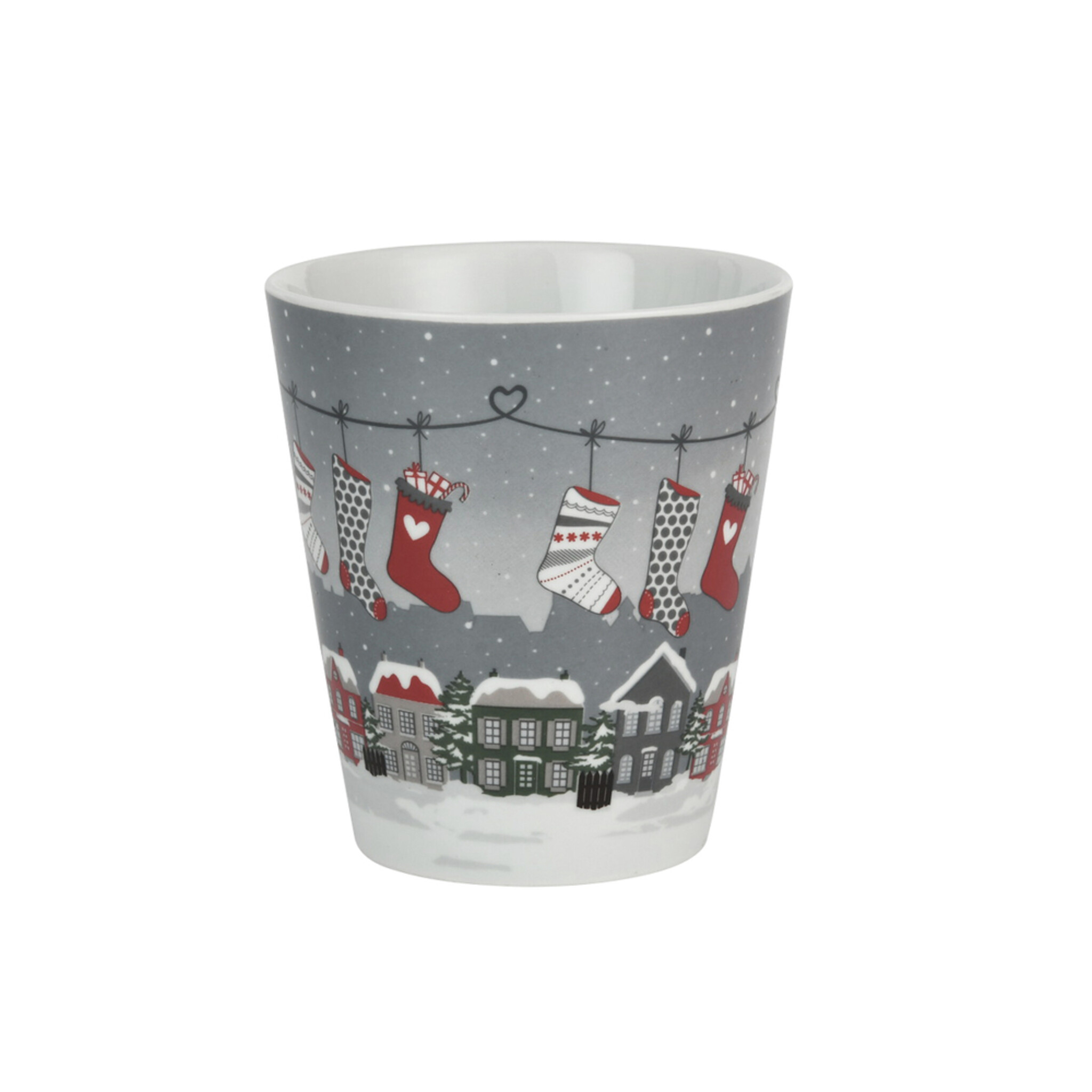 Happy Mug Weihnachtsbecher Stockings in City, grau 