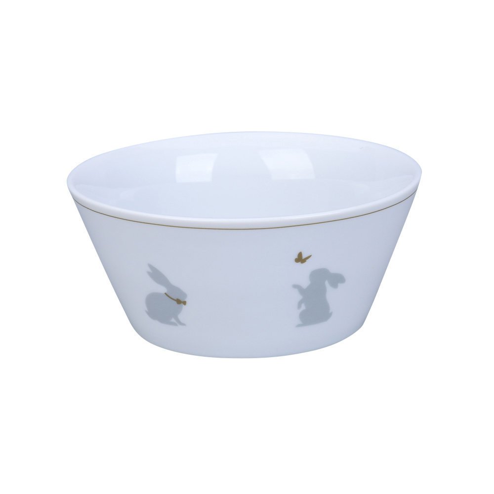 Krasilnikoff konische Schüssel Bunnies, weiss 