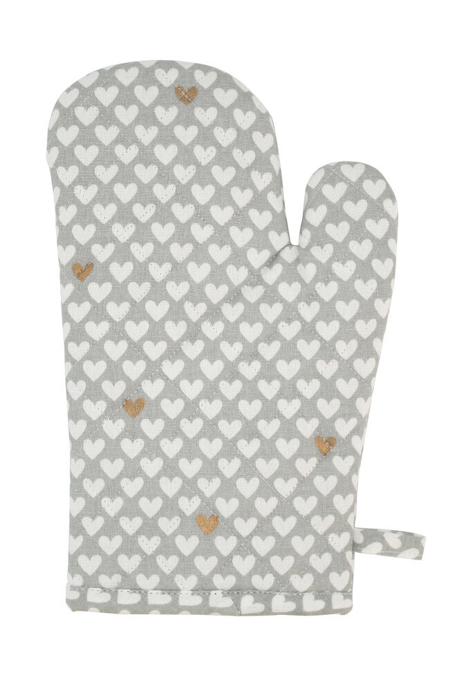 Ofenhandschuh Happy Hearts, grau 