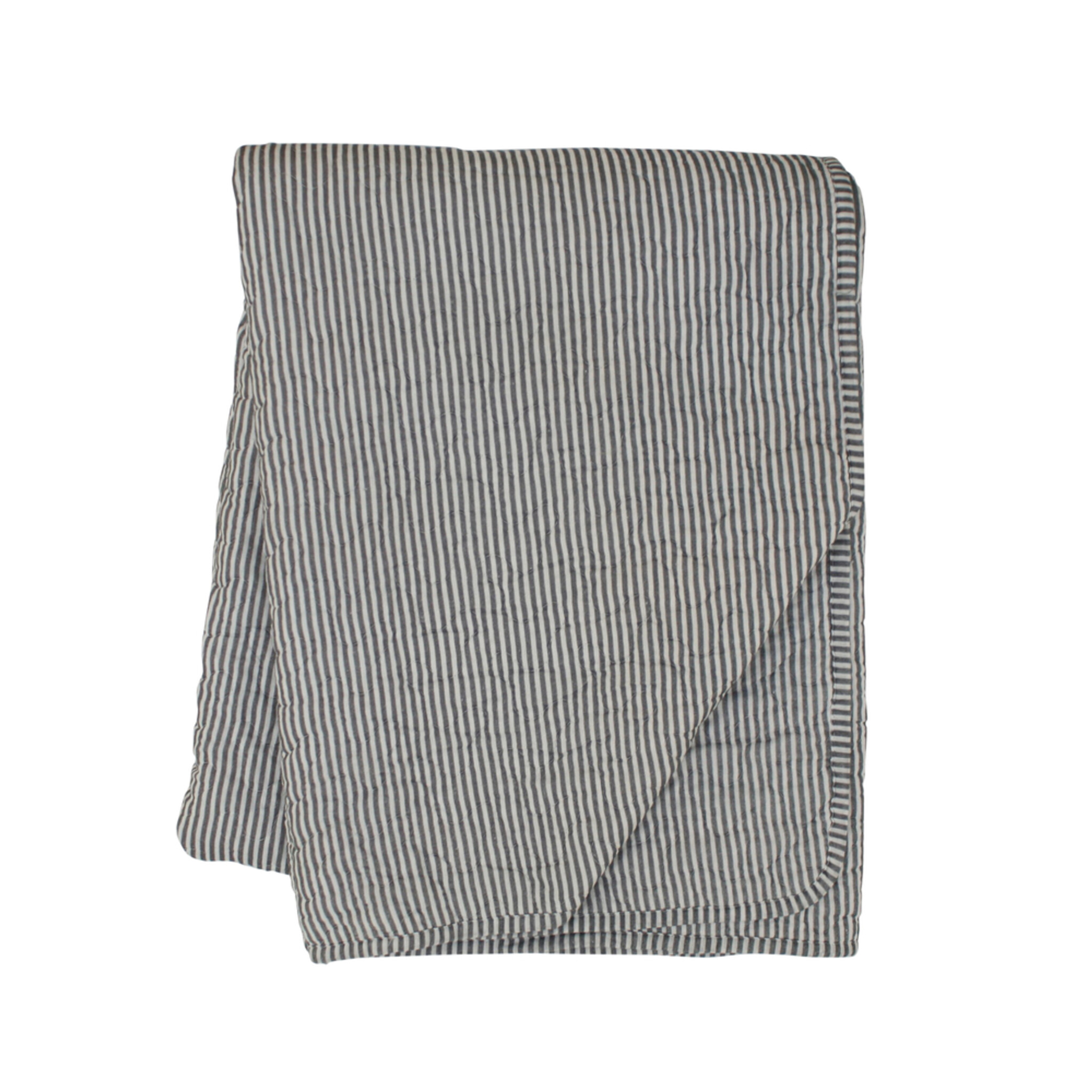 Quilt mit dünnen Streifen, Schwarz/Weiß, schwarz 
