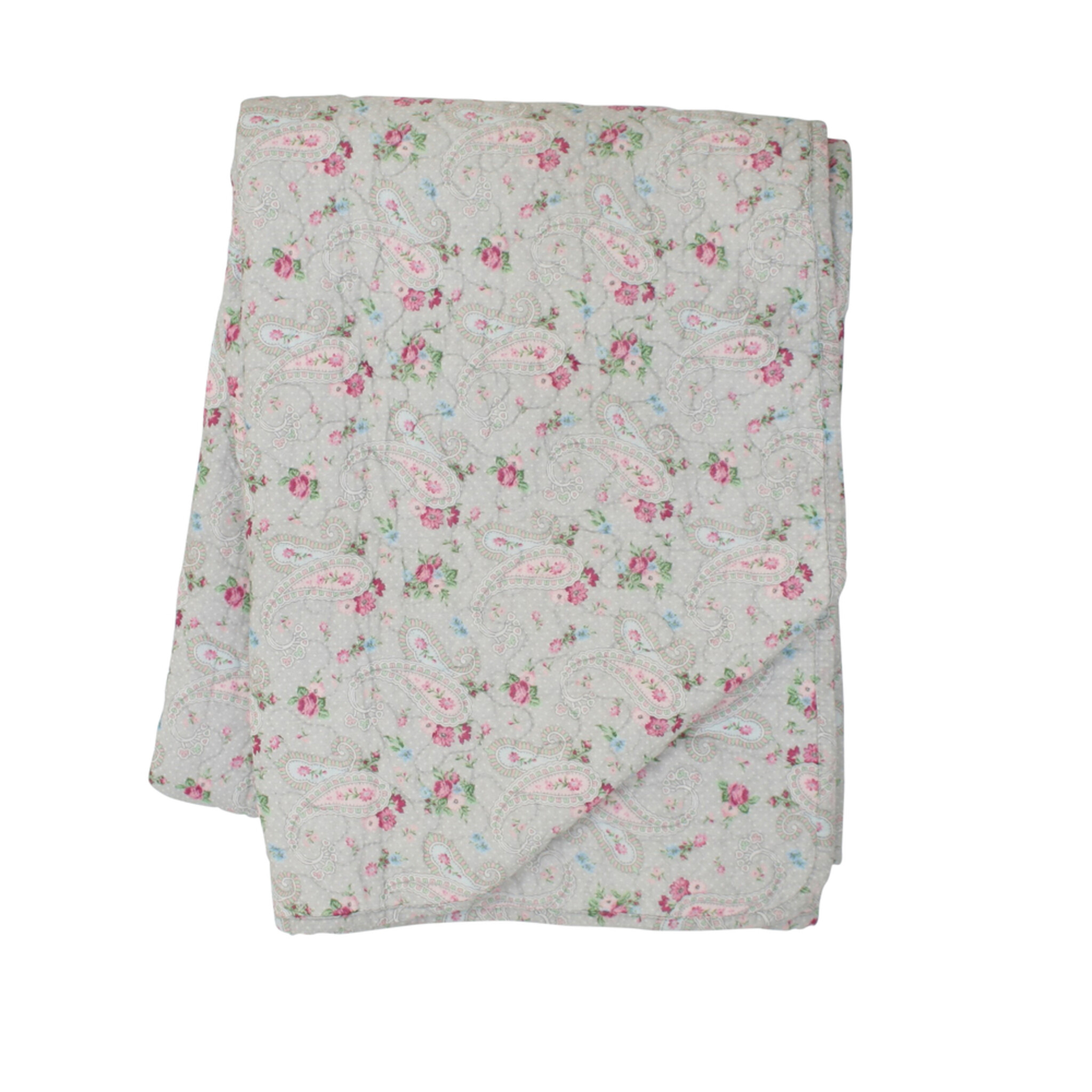 Quilt mit Paisley Muster, Pink-Grey, grau 