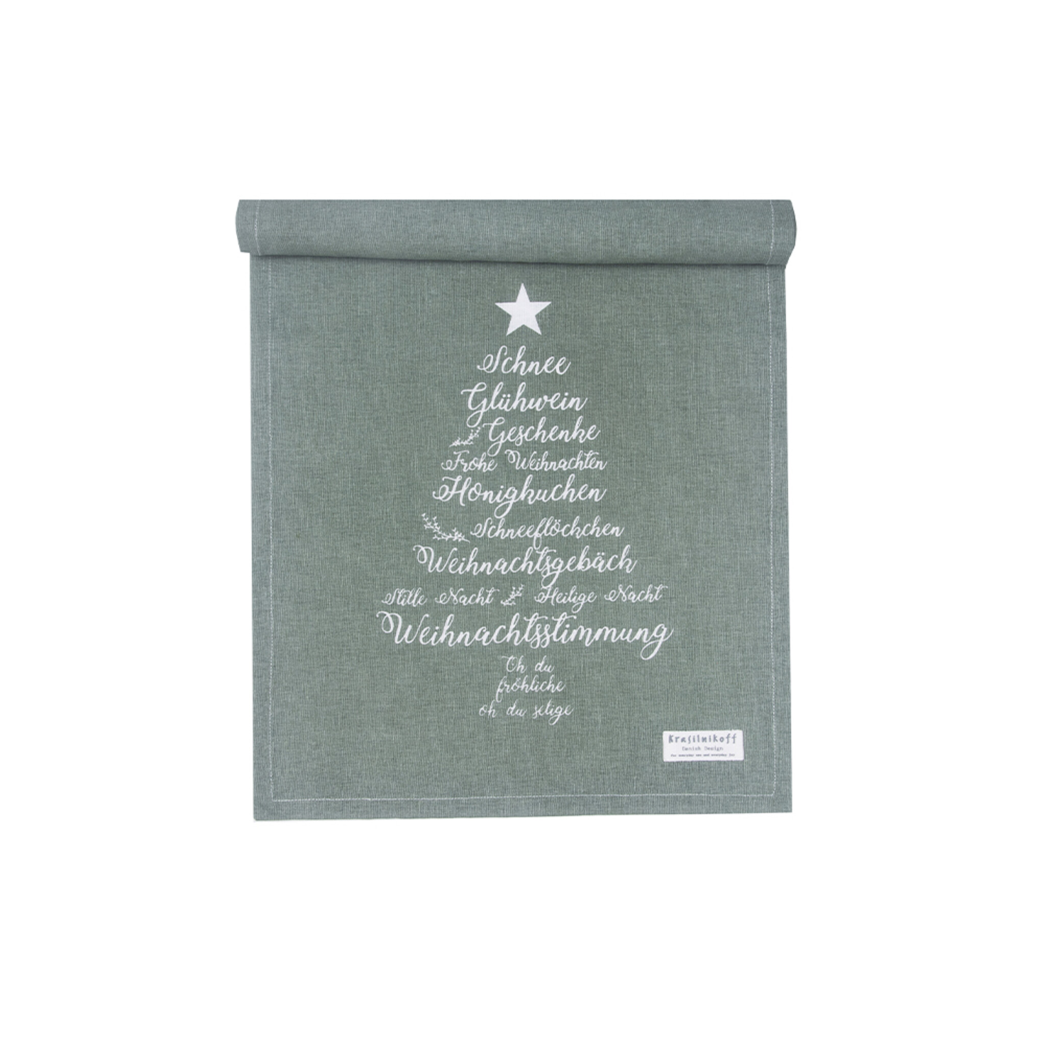 Tischläufer Christmas Words, oliv 