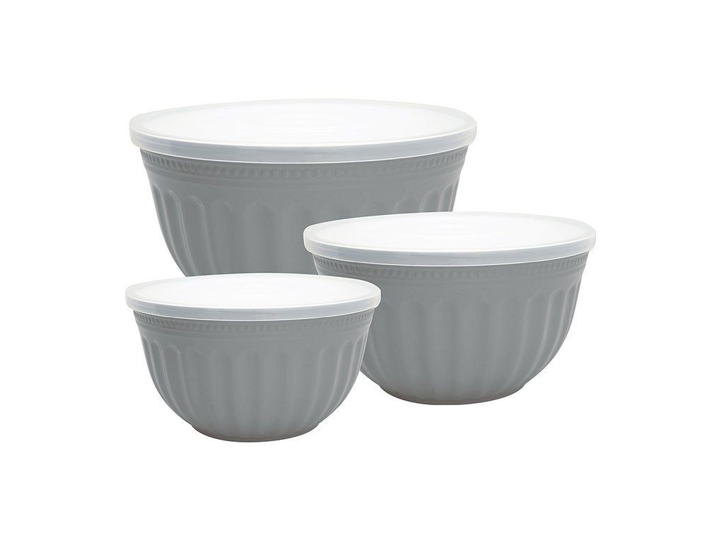 Schüssel 3er Set Alice aus Kunststoff, grau 